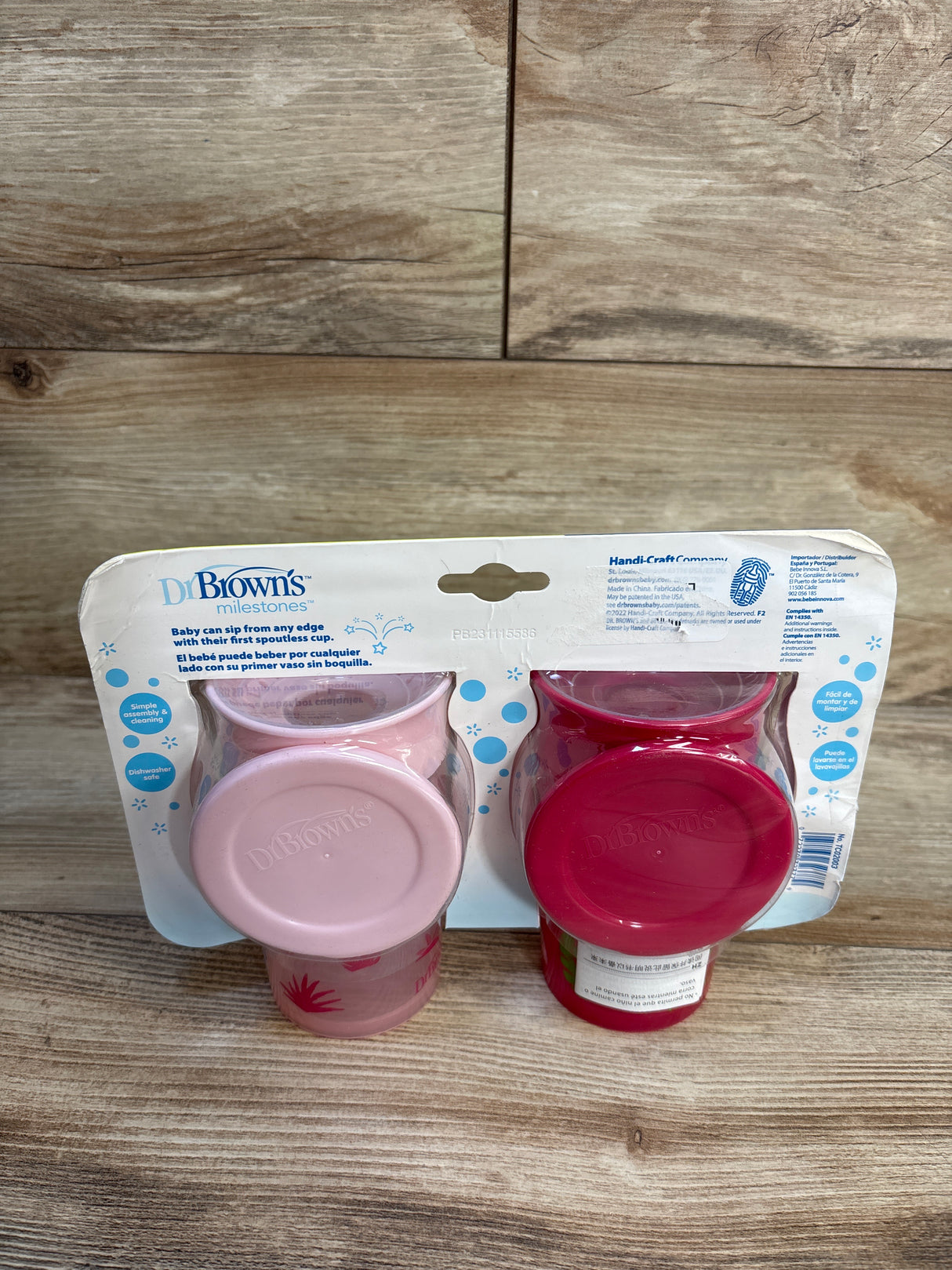 NEW Dr. Brown's Milestones Cheers 360 Spoutless Cups Pink 9m+ 2pk 10oz