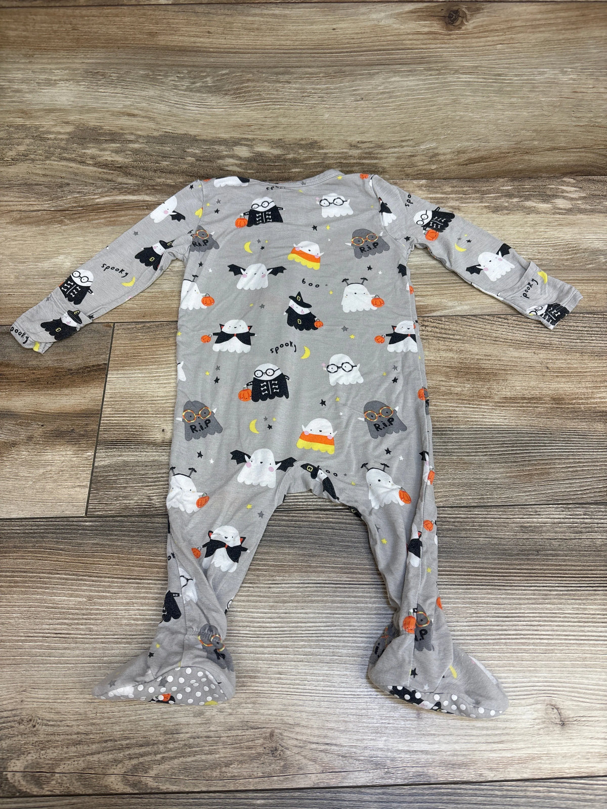 Angel Dear Bamboo Ghost Zip Sleeper Grey sz 3-6m