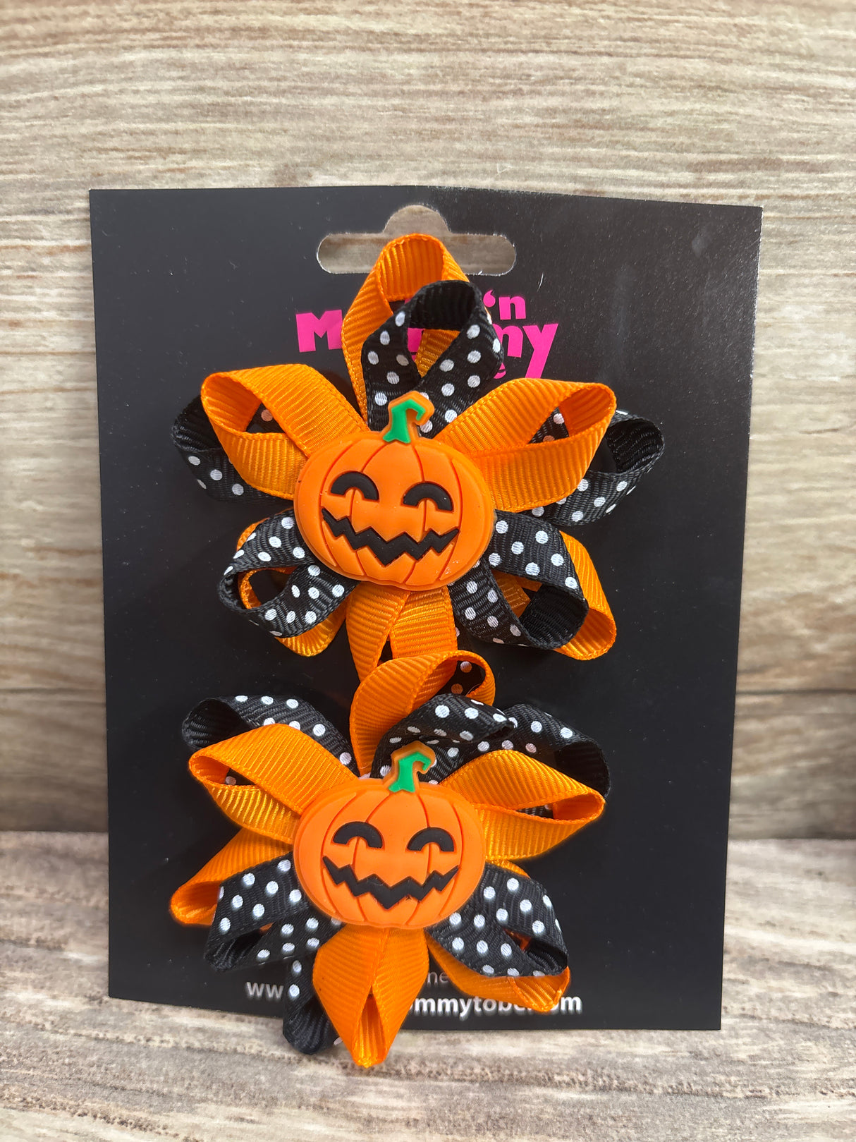 NEW Pumpkin Applique Hair Bows 2pk Orange