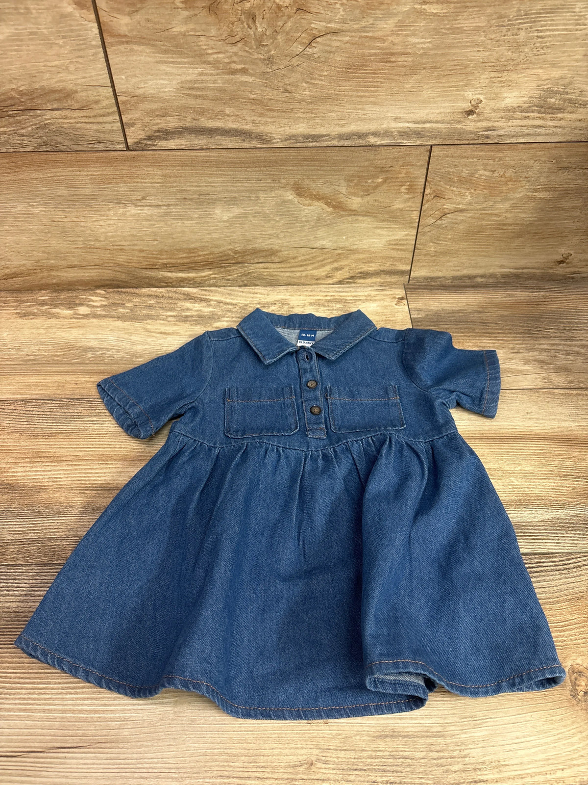 NEW Old Navy Short Sleeve Denim Shirt Dress Blue sz 12-18m