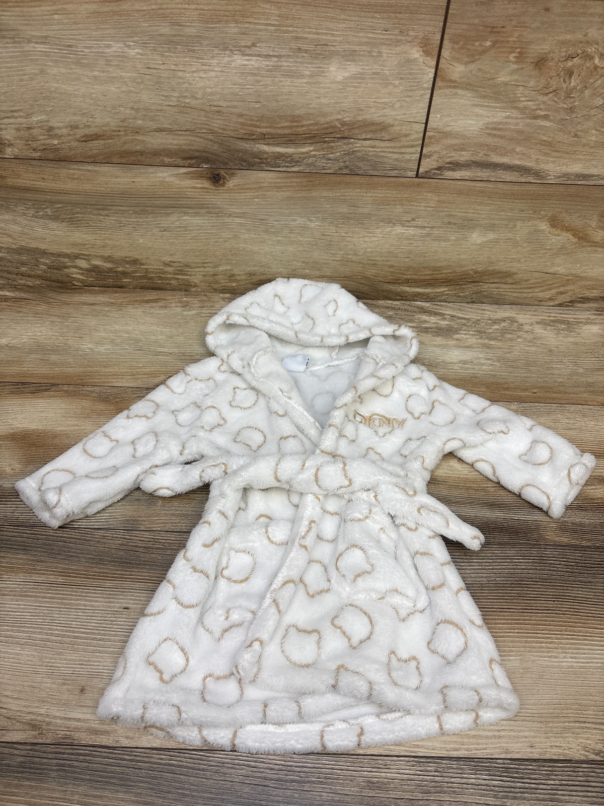DKNY Plush Bath Robe White sz 6-9m