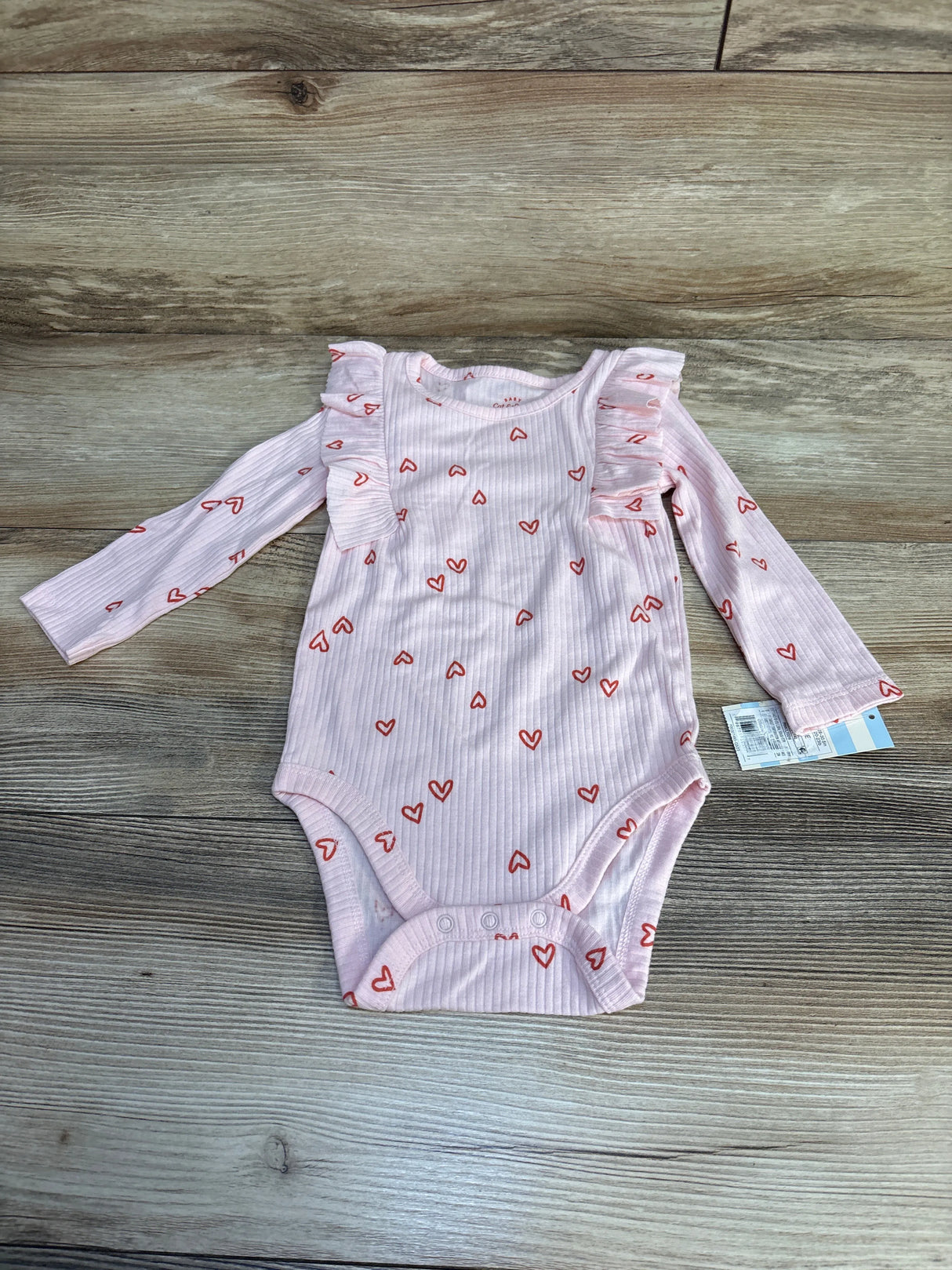 NEW Cat & Jack Ribbed Heart Print Bodysuit Pink sz 12m