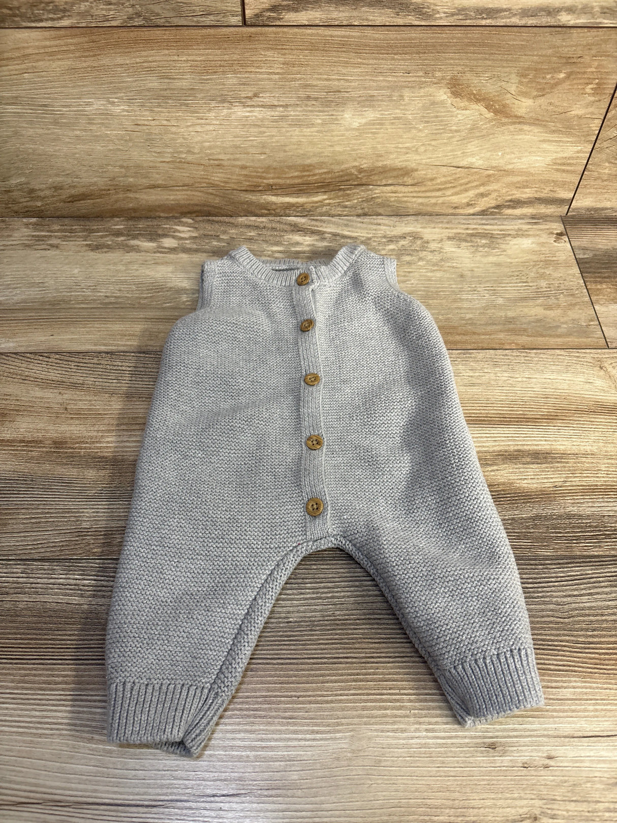 Little Planet Organic Knit Button-Front Jumpsuit Grey sz 3m