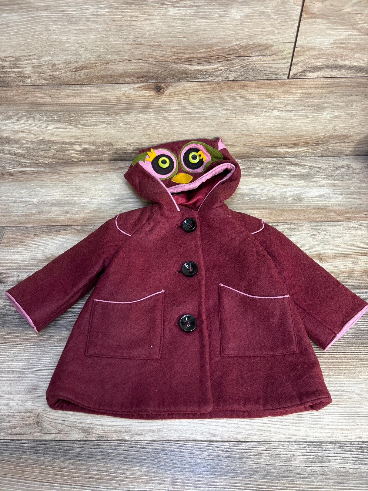Little Goodall Owl Jacket Maroon sz 12m - Me n Mommy To Be