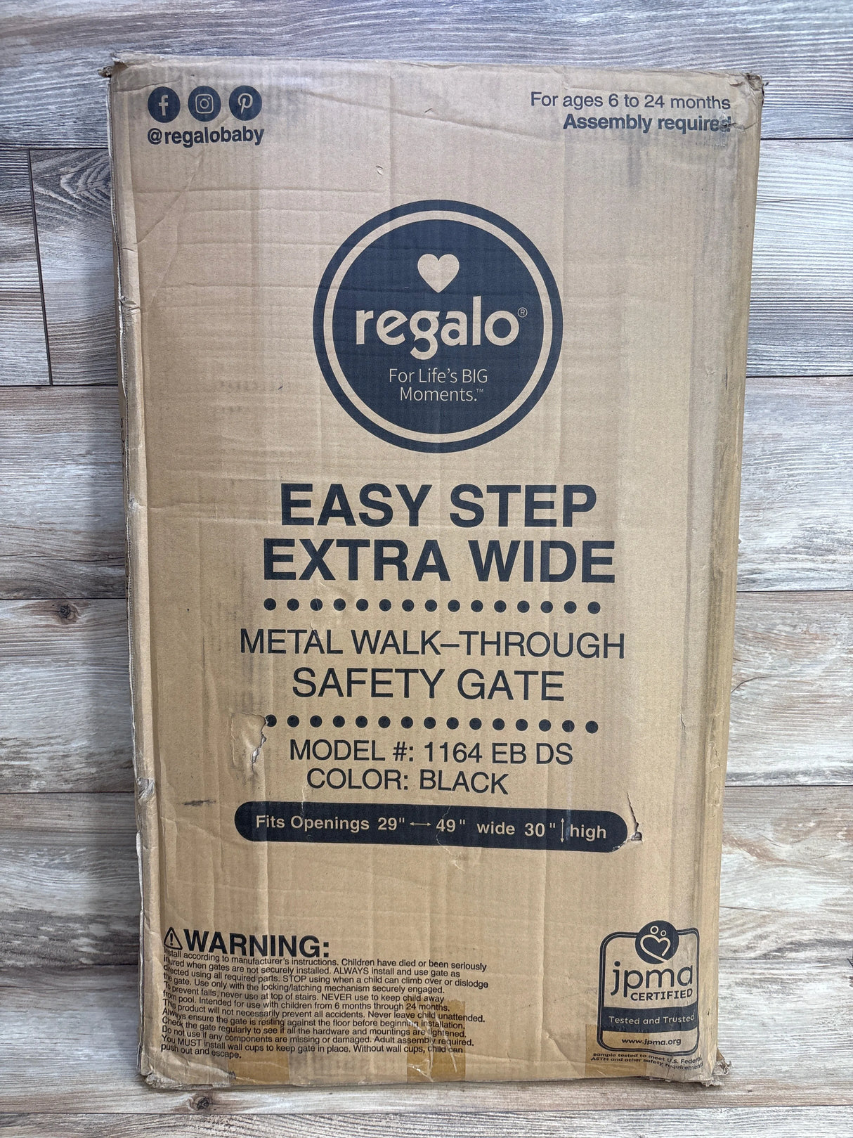 NEW Regalo Easy Step Extra Wide Metal Walk-Through Gate Black