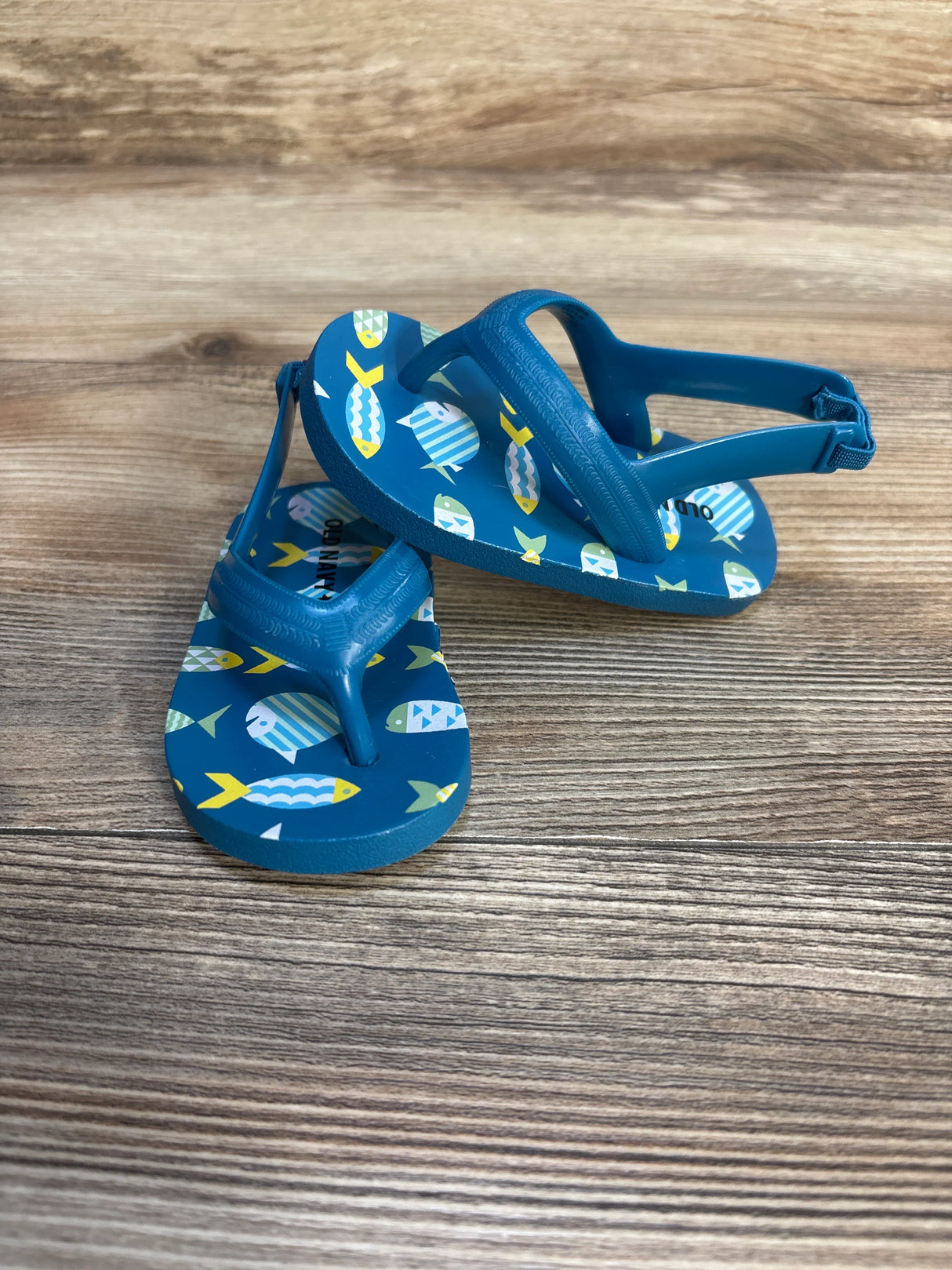 Old Navy Fish Print Flip Flop Sandals Blue sz 4c
