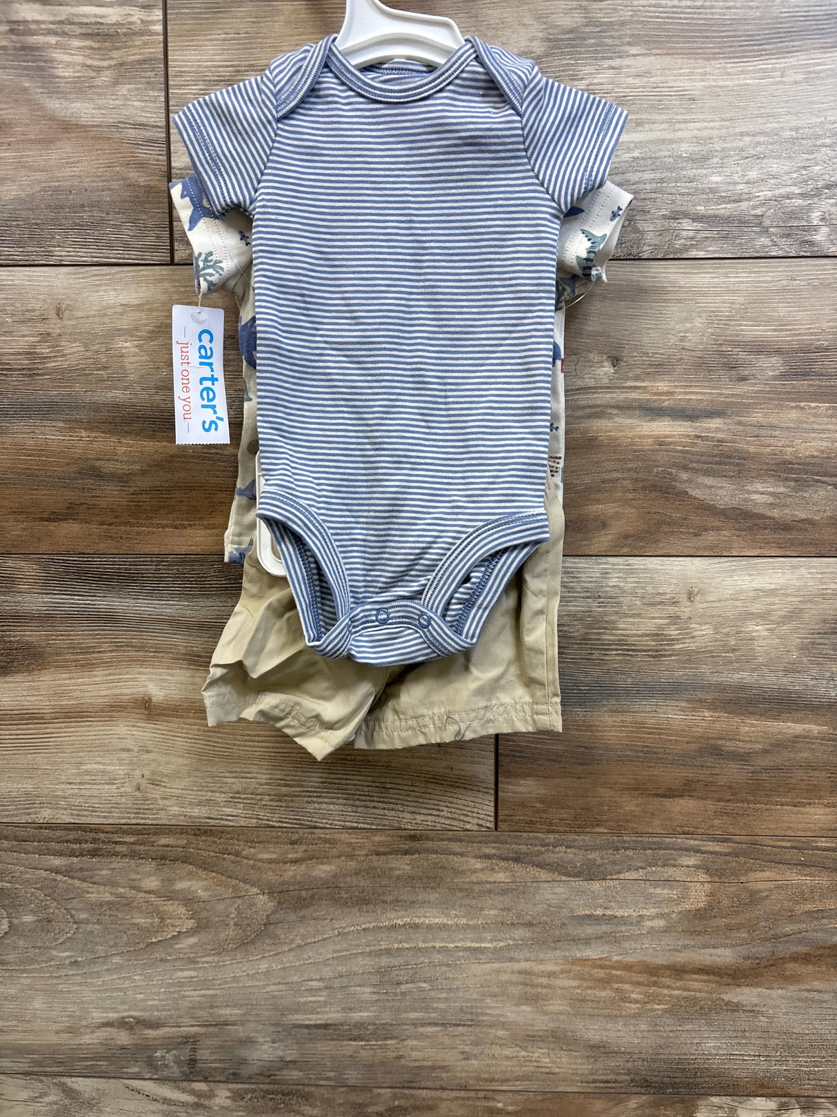NEW Just One You 3pc Shirt, Shorts, & Bodysuit Set Tan sz 3m