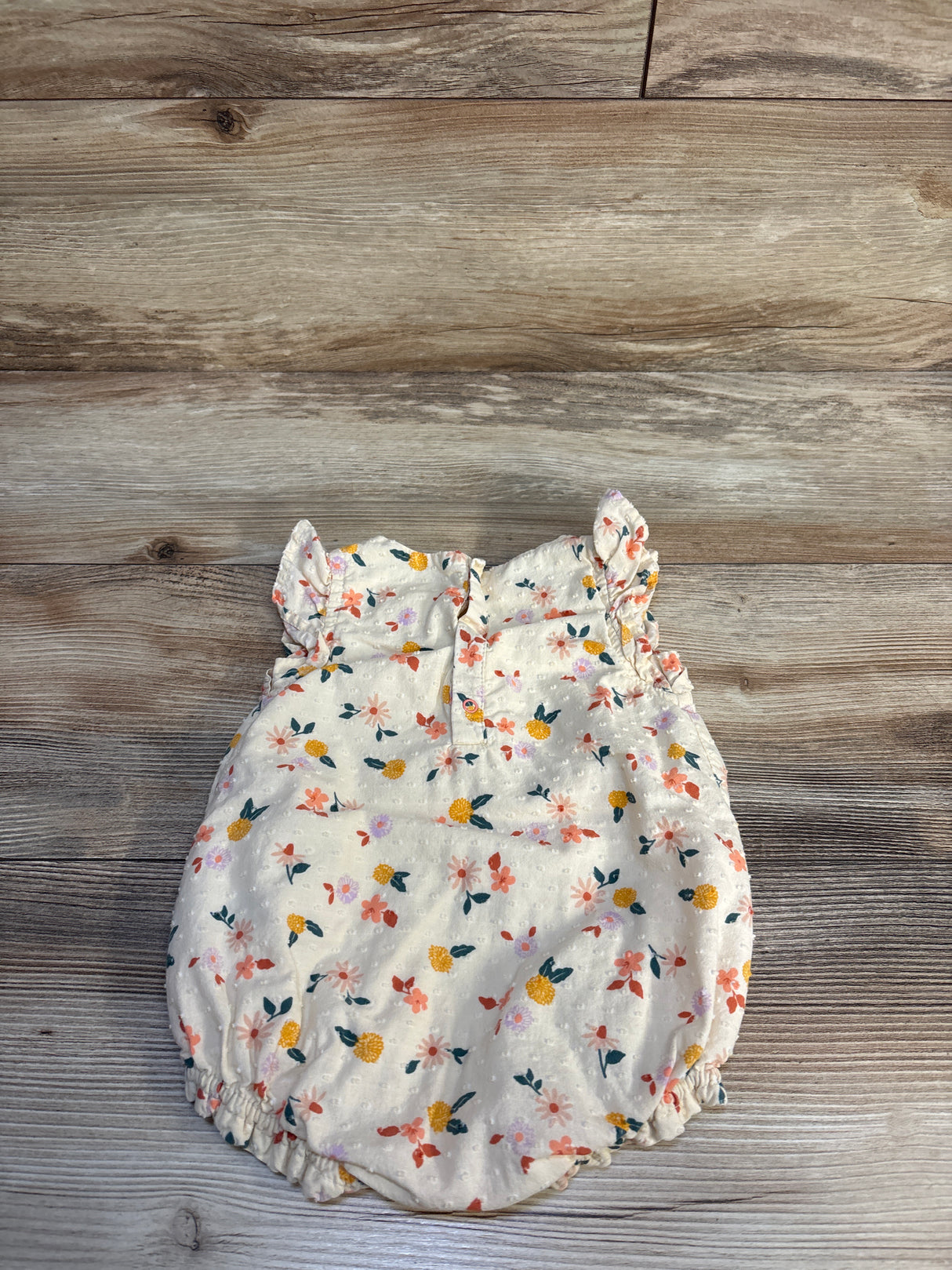 Cat & Jack Textured Floral Bubble Romper Cream sz 3-6m