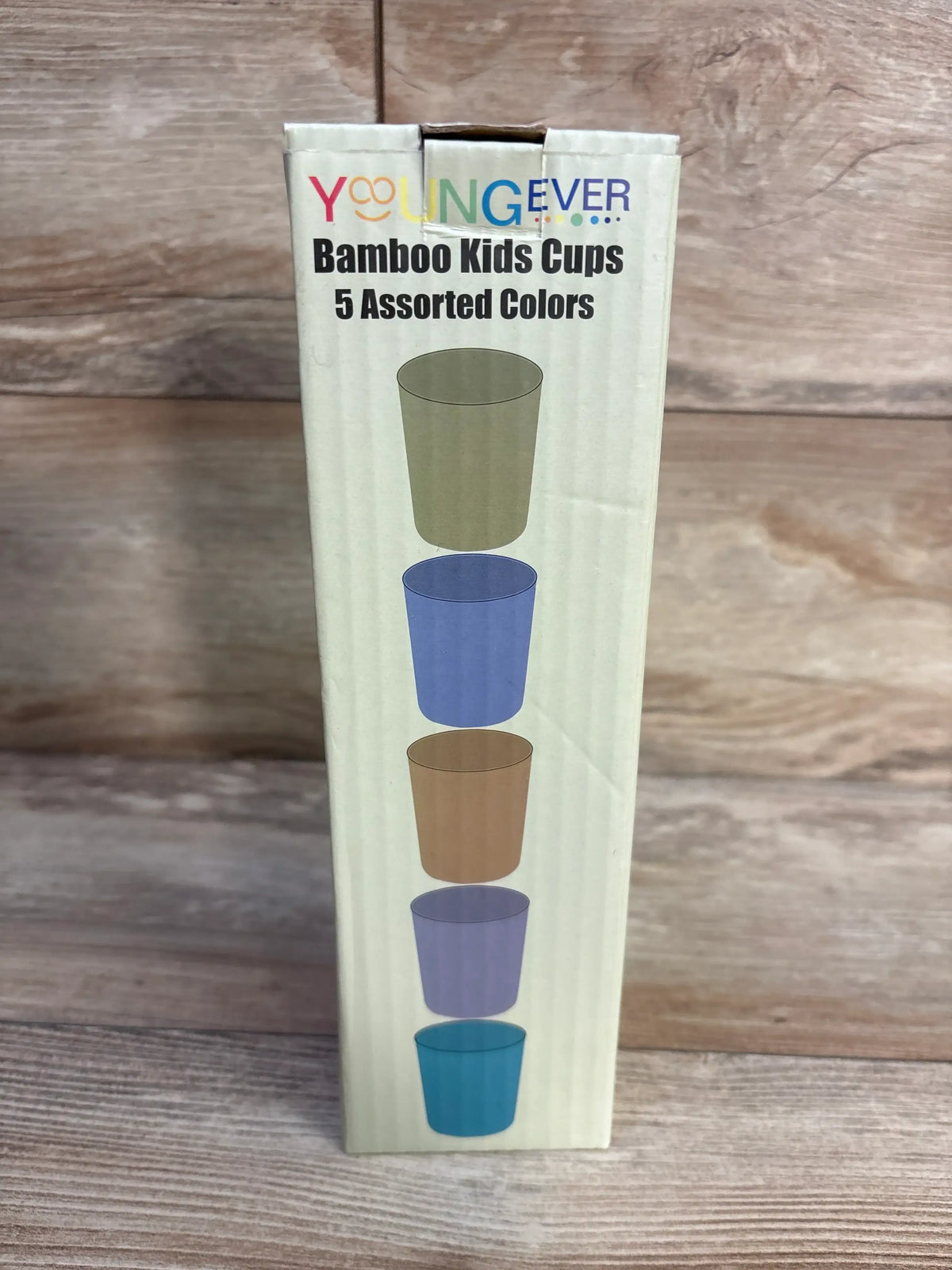 Packaging for Me n Mommy To Be bamboo kids cups in 5 assorted colors.