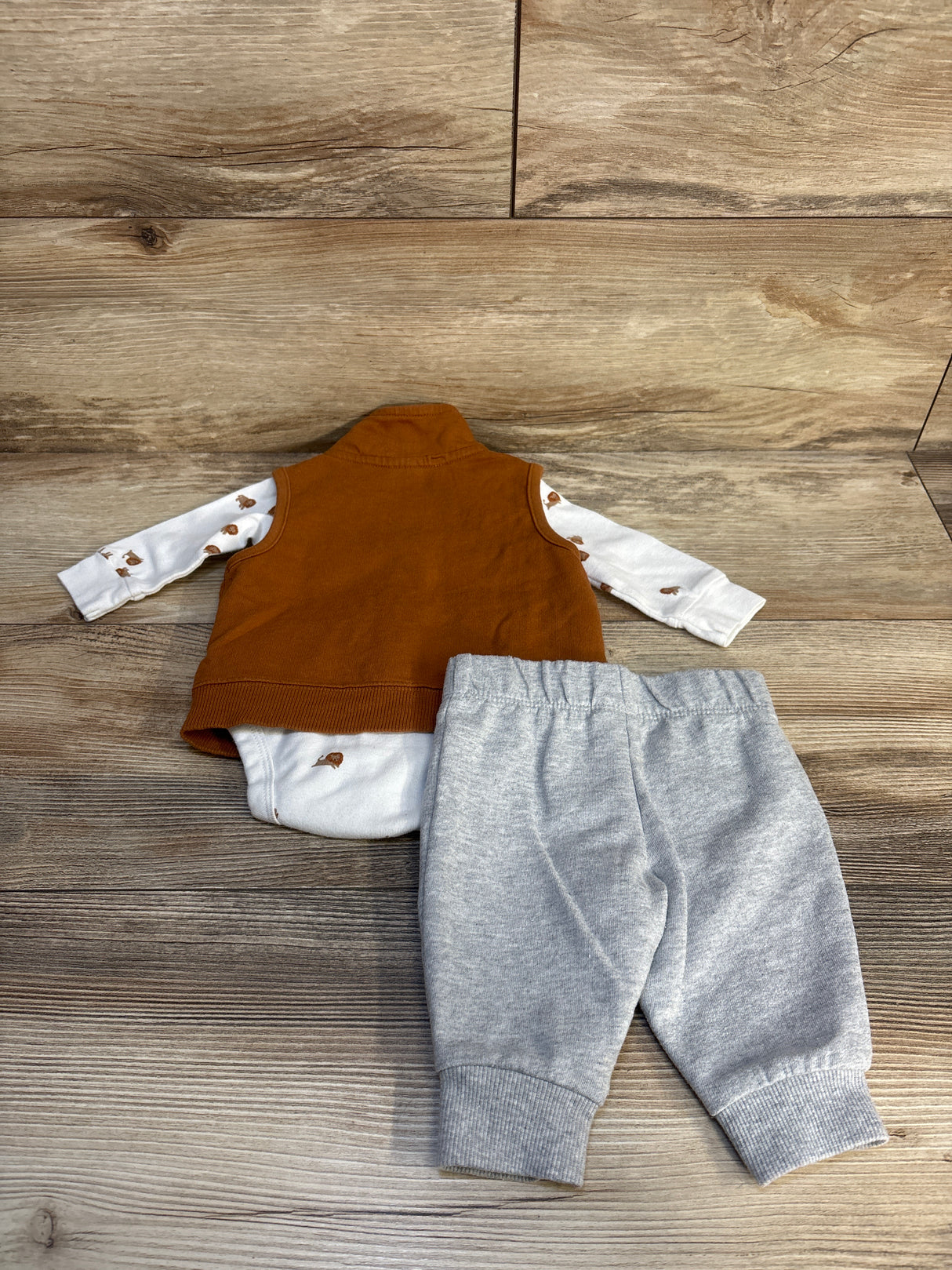 Carter's 3pc Full Zip Lion Vest & Bodysuit Set White sz 3m