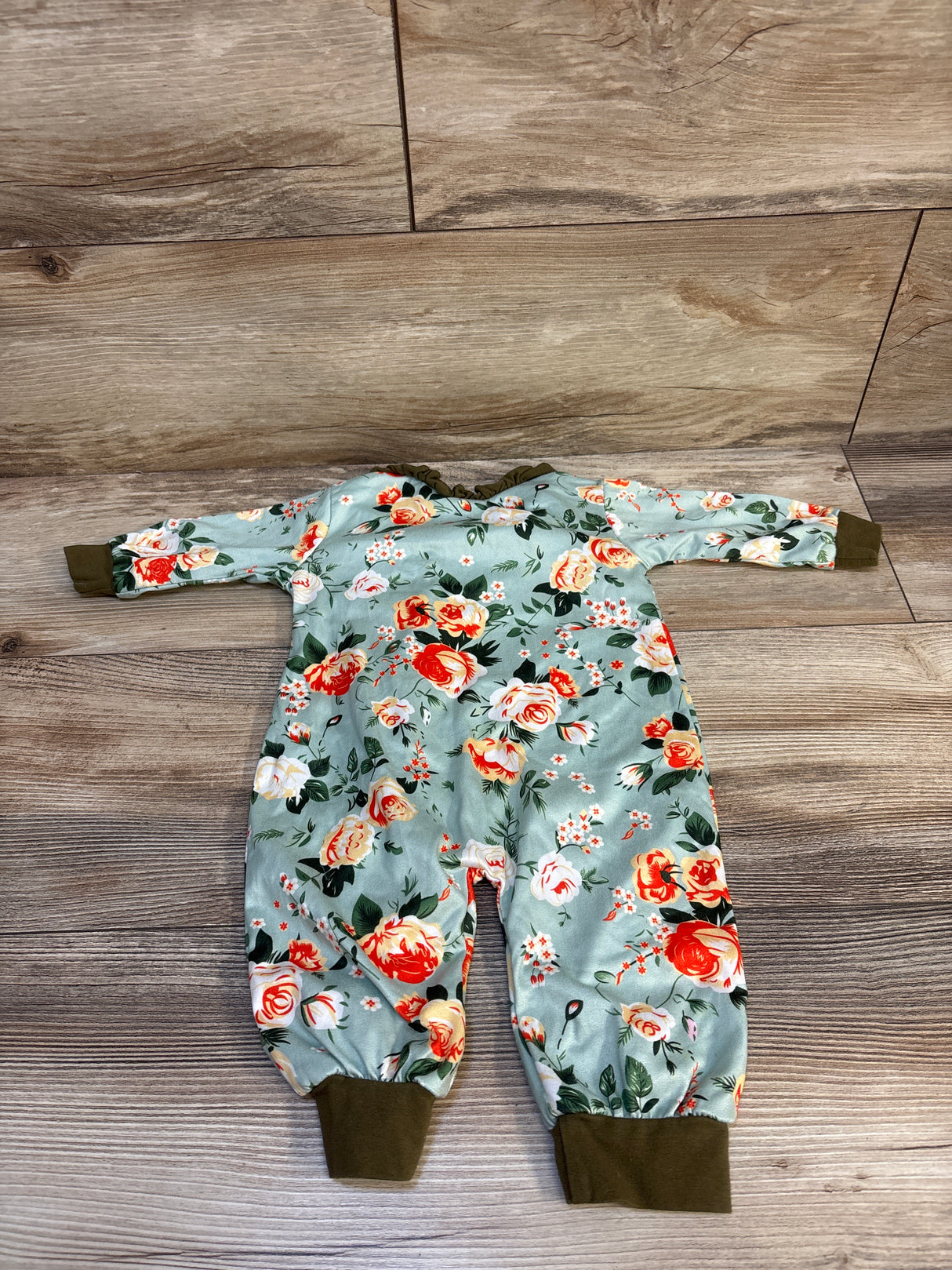 Floral Ruffled Coverall Sage sz 0-3m