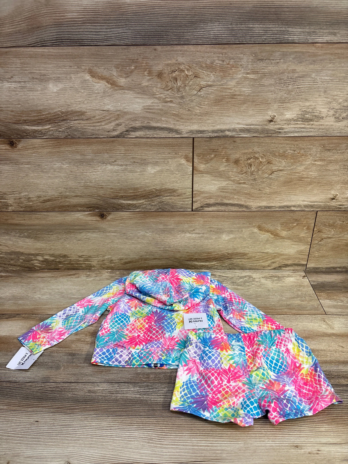 NEW Hurley 2pc Full-Zip Pineapple Jacket & Shorts Set White sz 18m