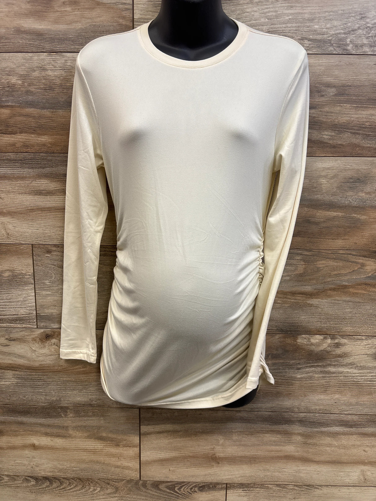Ekouaer Ruched Long Sleeve Shirt Ivory sz Medium