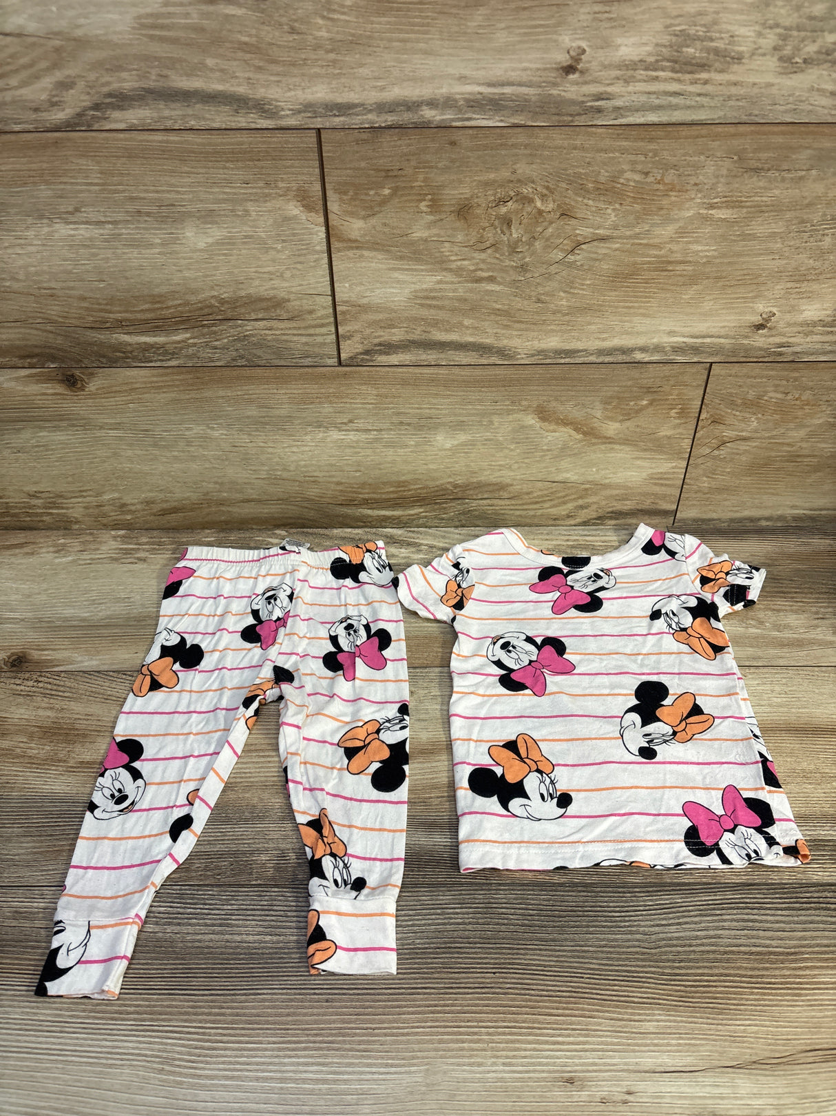 Disney Junior Minnie Mouse 2pc Viscose Pajama Set White sz 18m