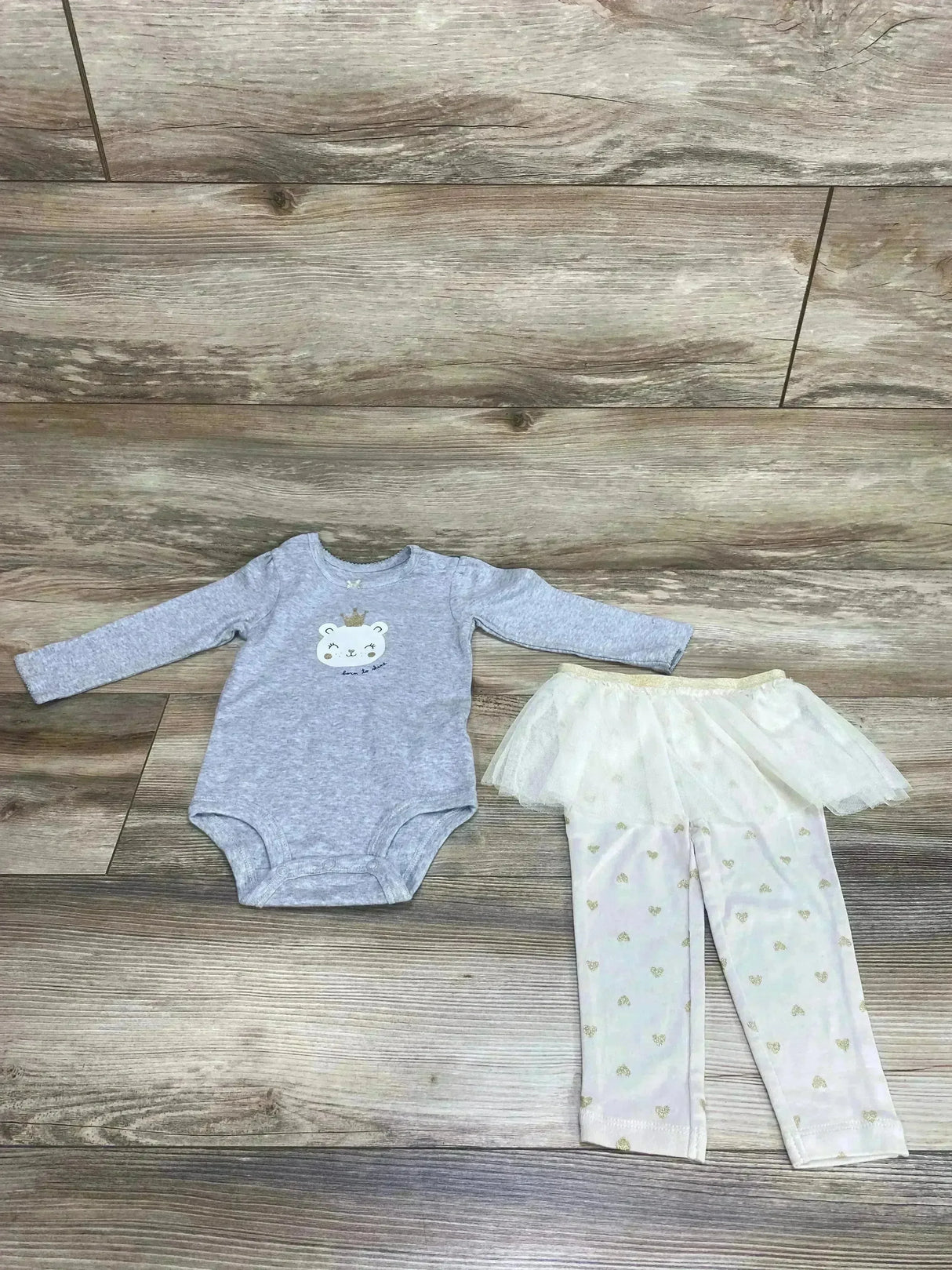Carter's 2pc Born To Shine Bodysuit & Skeggings Grey sz 12m - Me n Mommy To Be