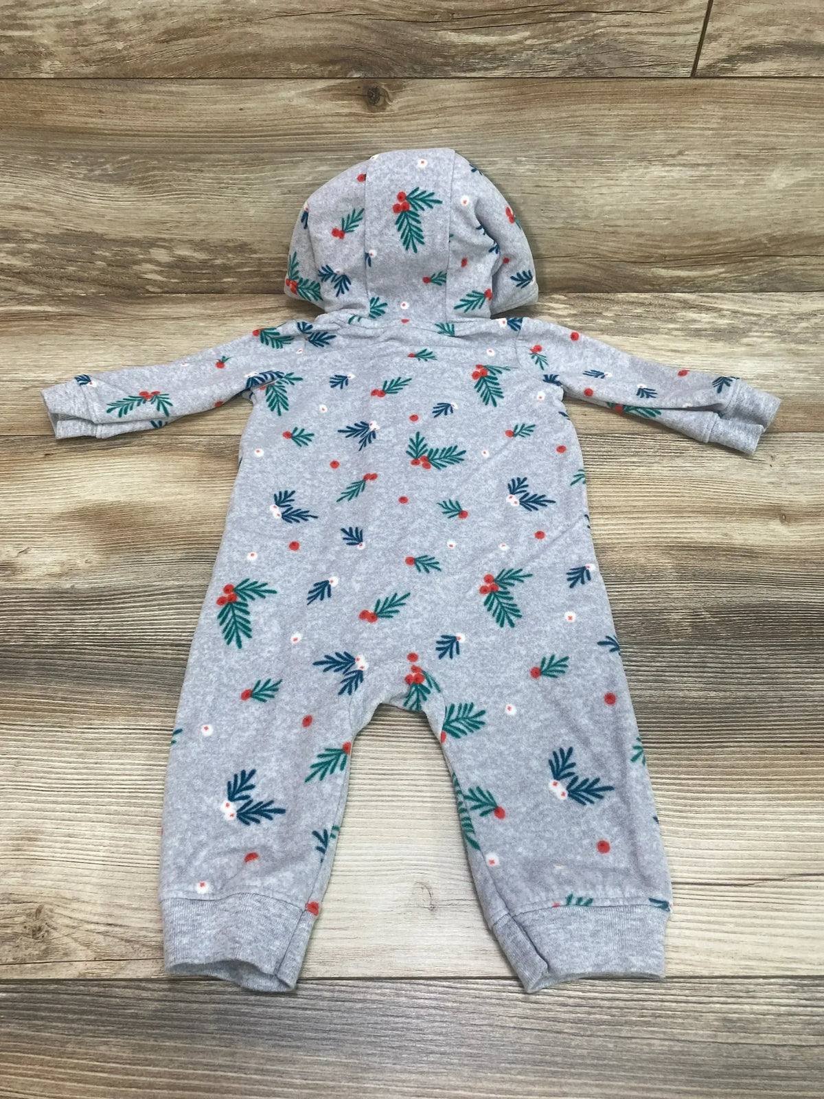 Carter's Hooded Fleece Coverall Grey sz 6m - Me n Mommy To Be