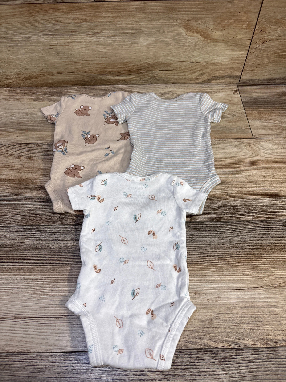 Just One You 3pk Bodysuits Beige sz Newborn