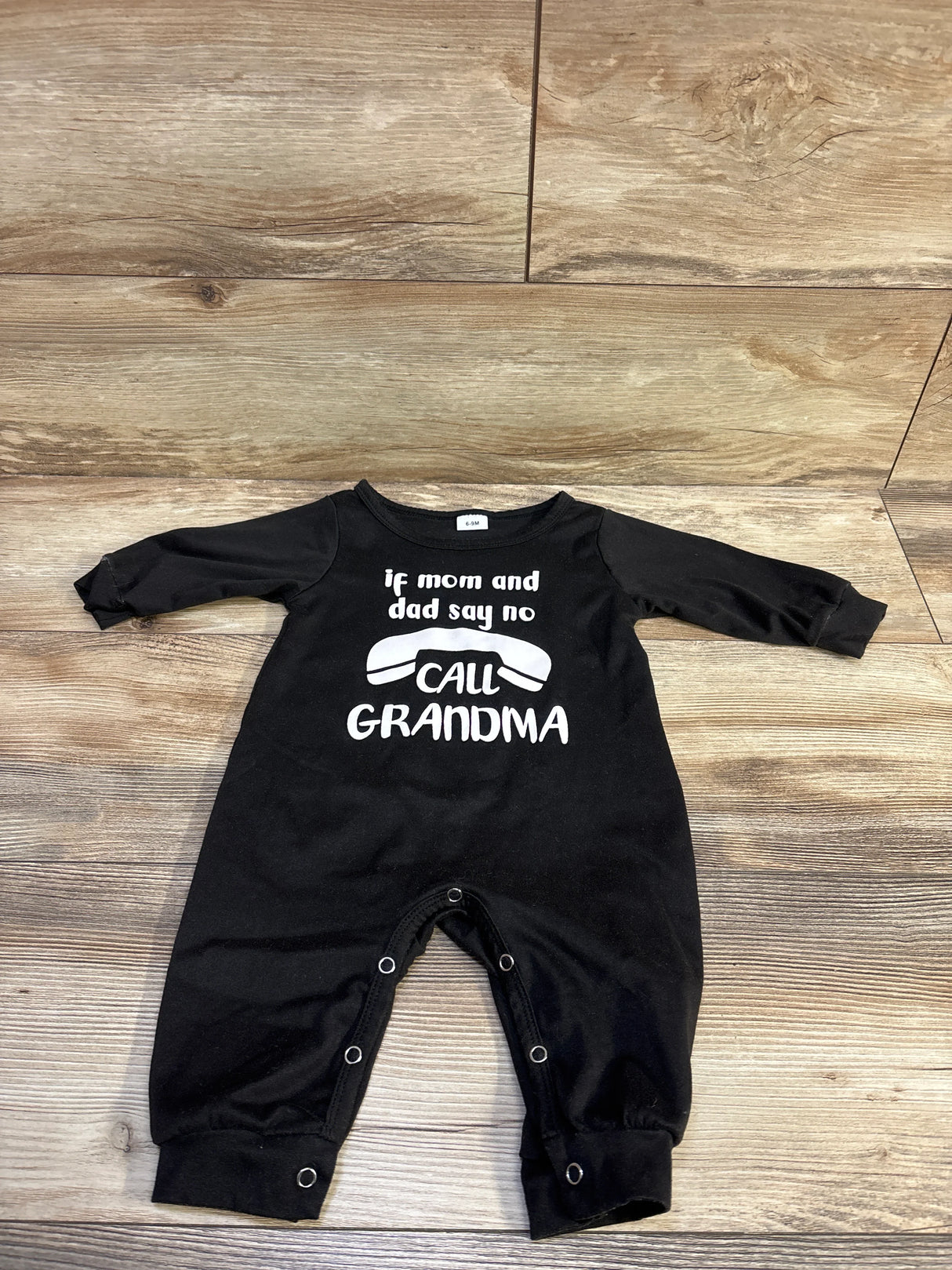 If Mom And Dad Say No Call Grandma Coverall Black sz 6-9m
