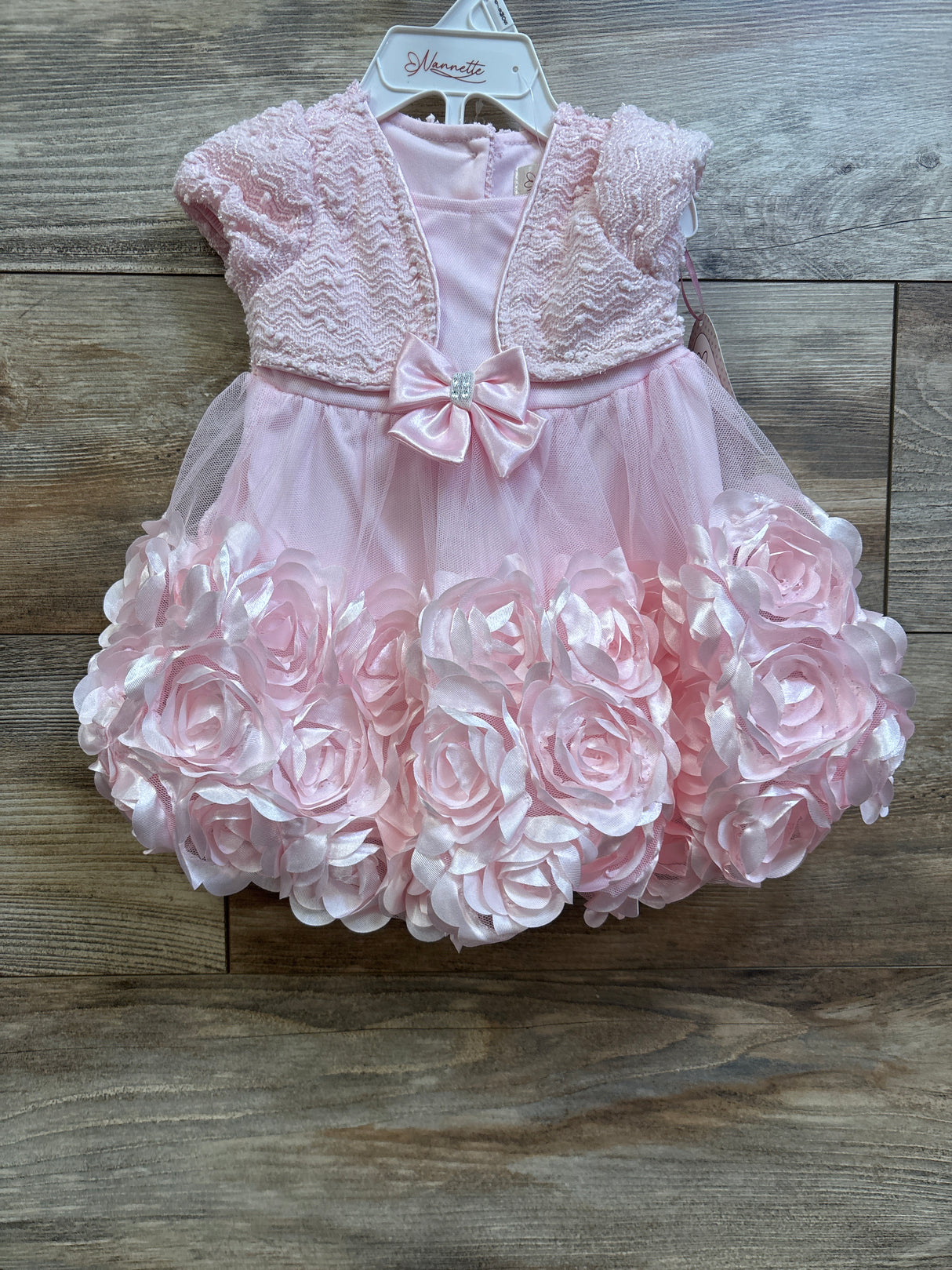 NEW Nannette 2pc Faux-Cardigan Rosette Dress & Bloomers Pink sz 6/9m