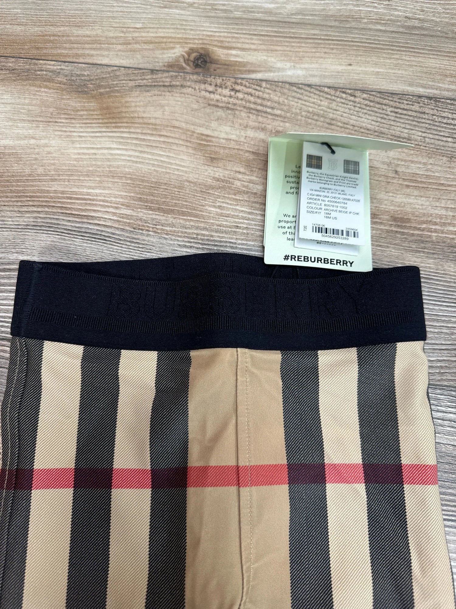 NEW Burberry Beige Gina Check Baby Leggings sz 18m - Me n Mommy To Be