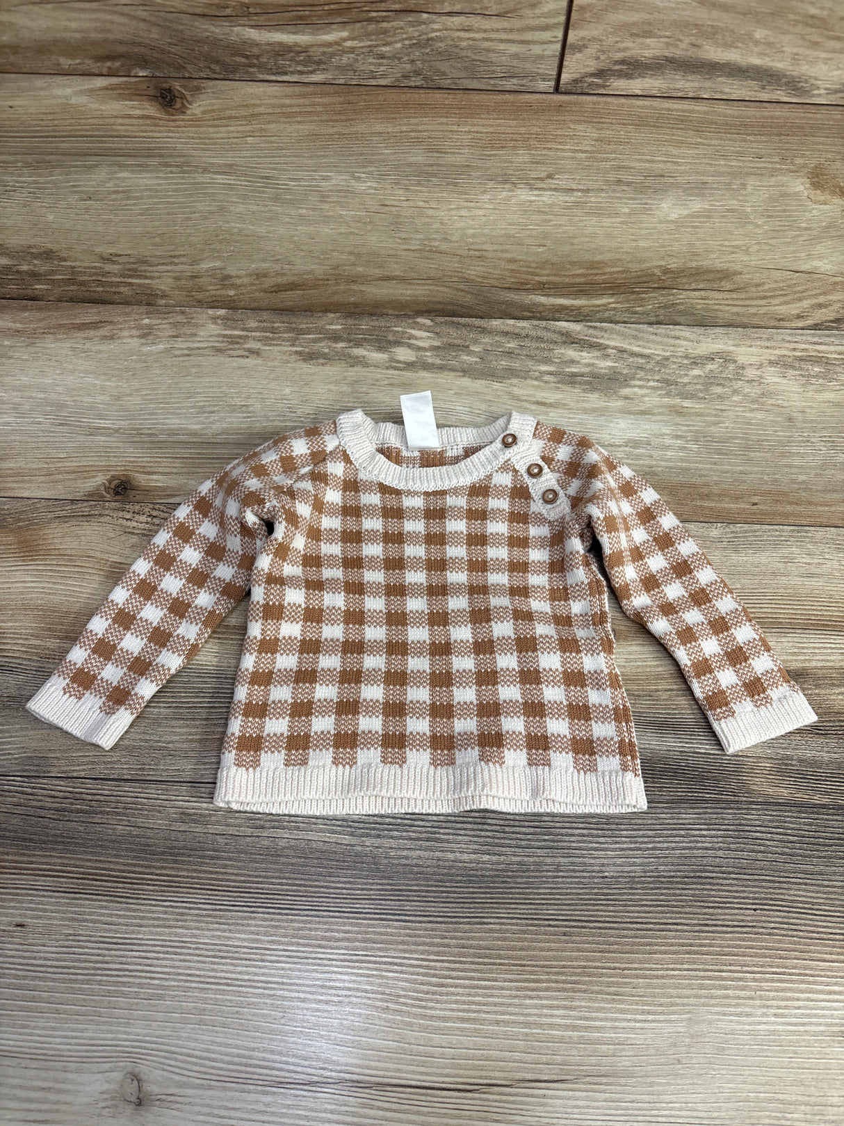 Just One You Buffalo Plaid Sweater Tan sz 9m