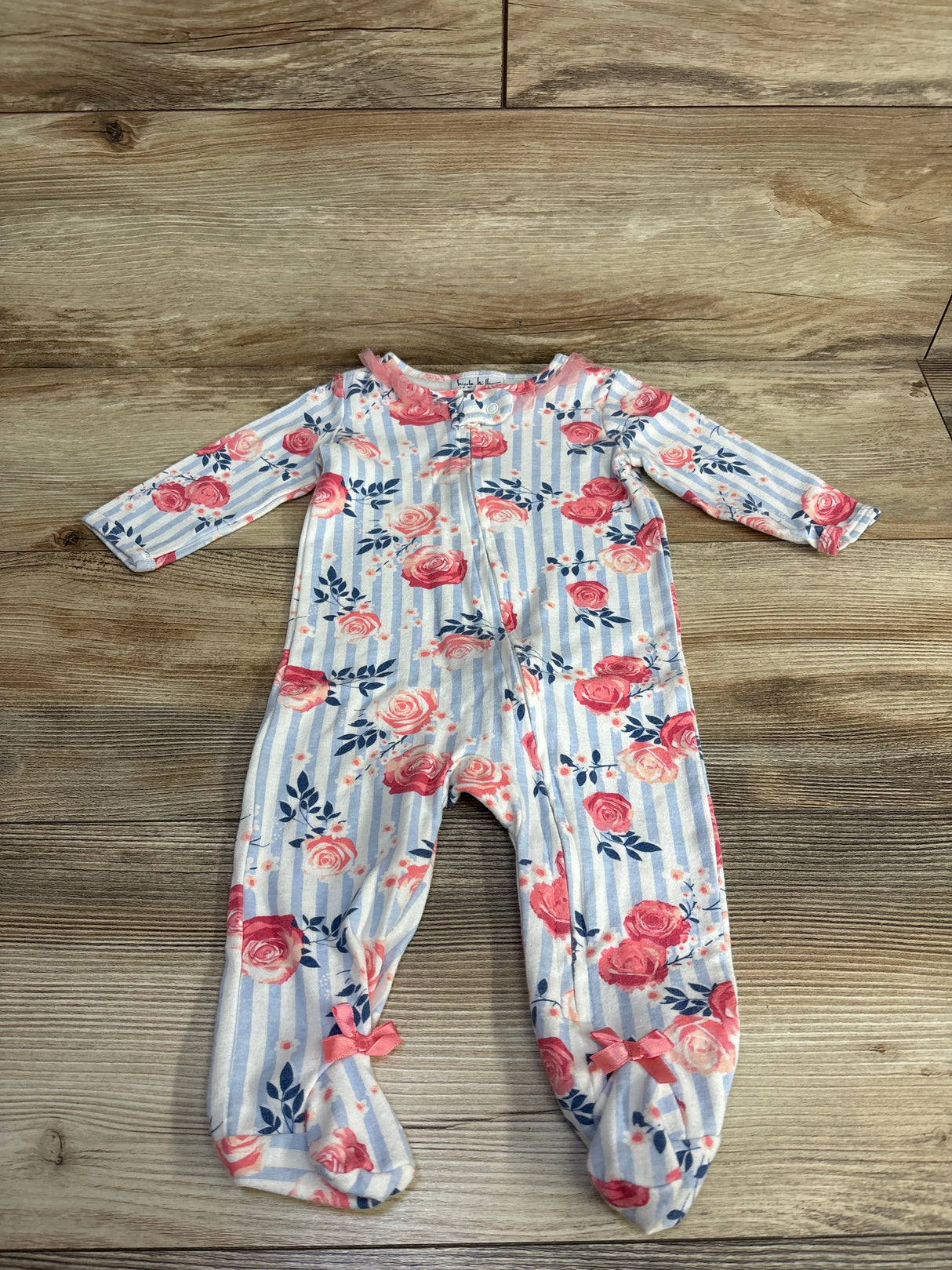 Nicole Miller Striped Floral Coverall White sz 6-9m
