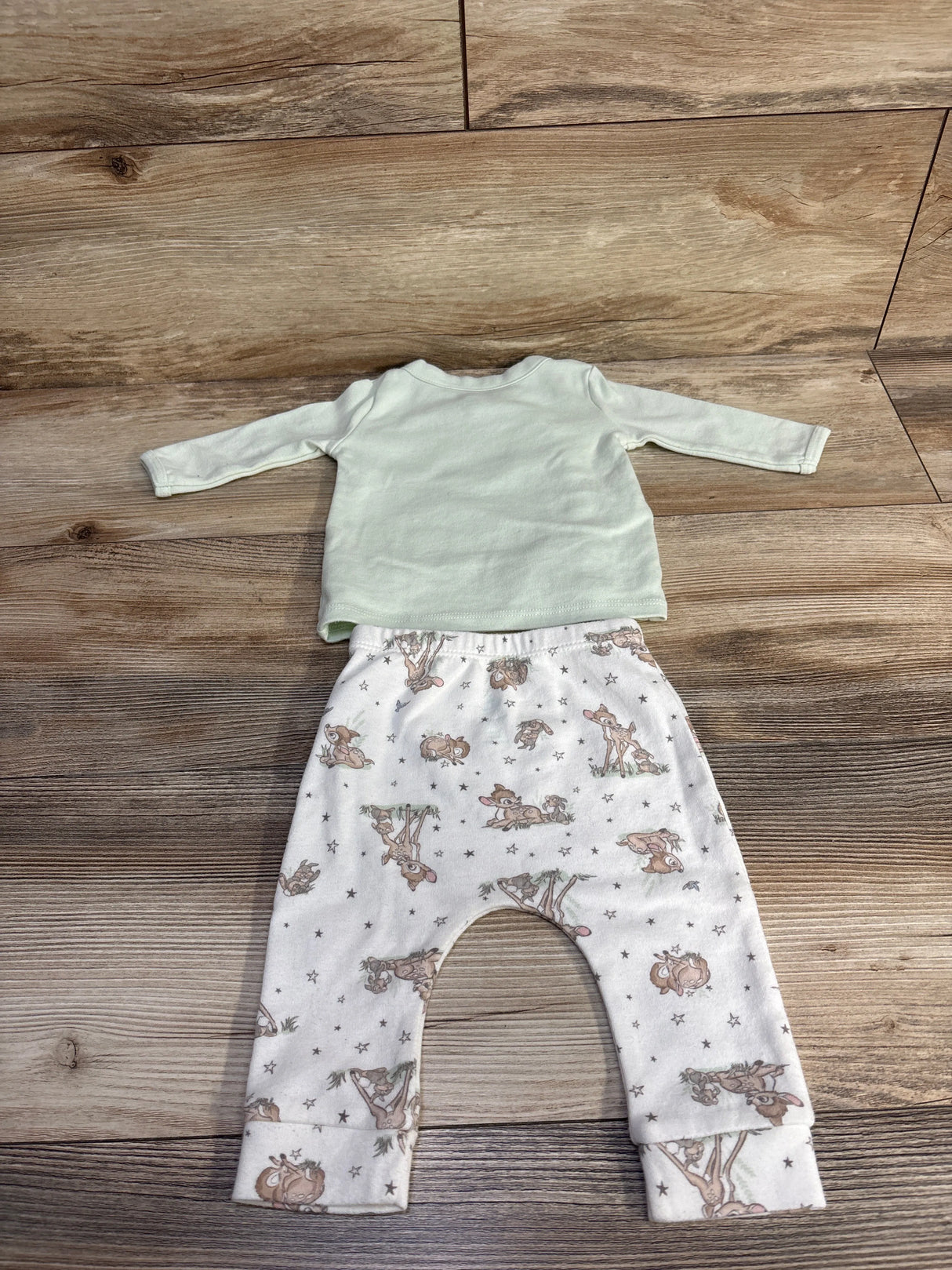 Disney Baby 2pc Bambi Kimono Shirt & Pants Set Green sz 0/3m