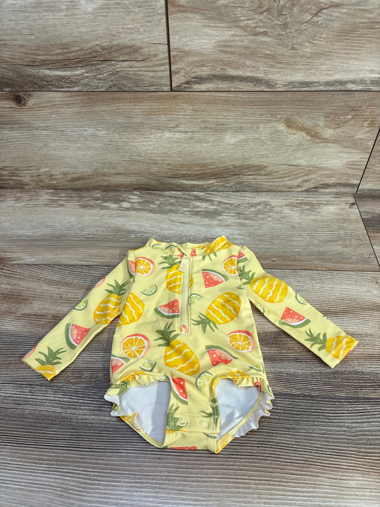 Just One You Fruit Print 1pc Rash Guard Swimsuit Yellow sz 0-3m
