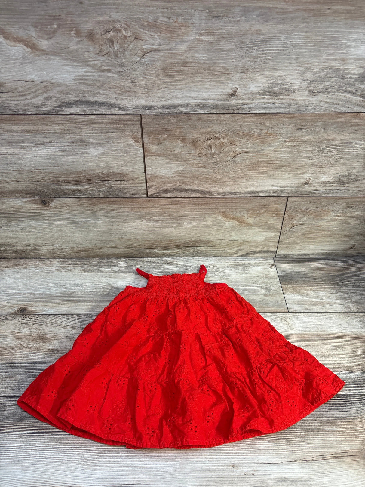 Cat & Jack Eyelet Tiered Dress Red sz 18m