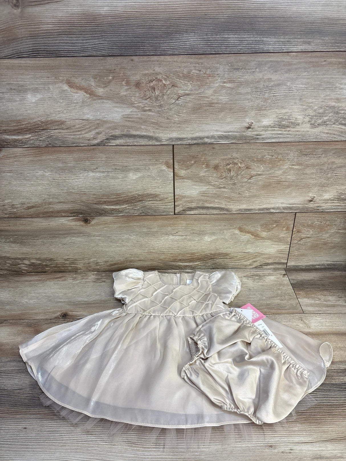 NEW Rare Editions 2pc Special Occasion Dress & Bloomers Set Gold sz 18m