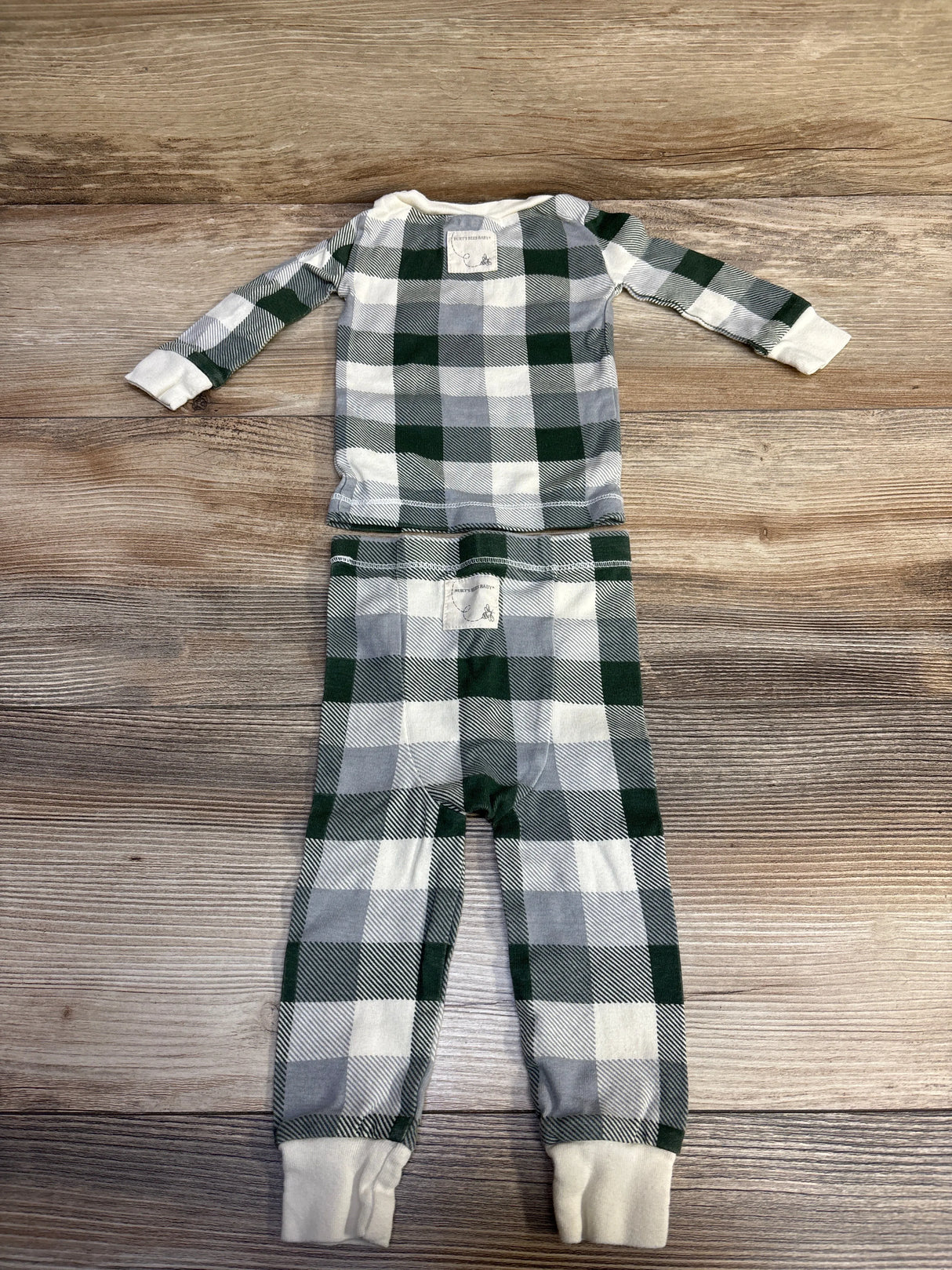 Burt's Bee's Baby 2pc Buffalo Print Set Green sz 3-6m