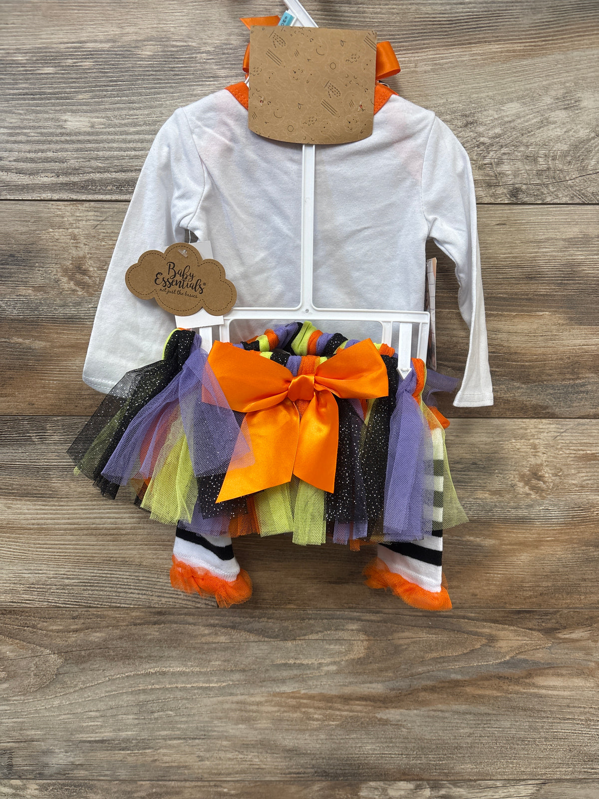 NEW Baby Essentials 4pc Halloween Tutu Layette Set White sz 6m