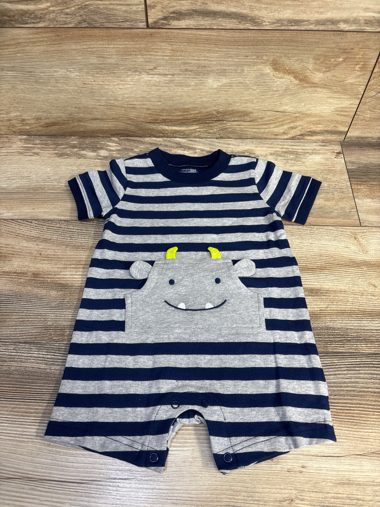 NWOT Simple Joys Striped Shortie Romper Blue sz 12m