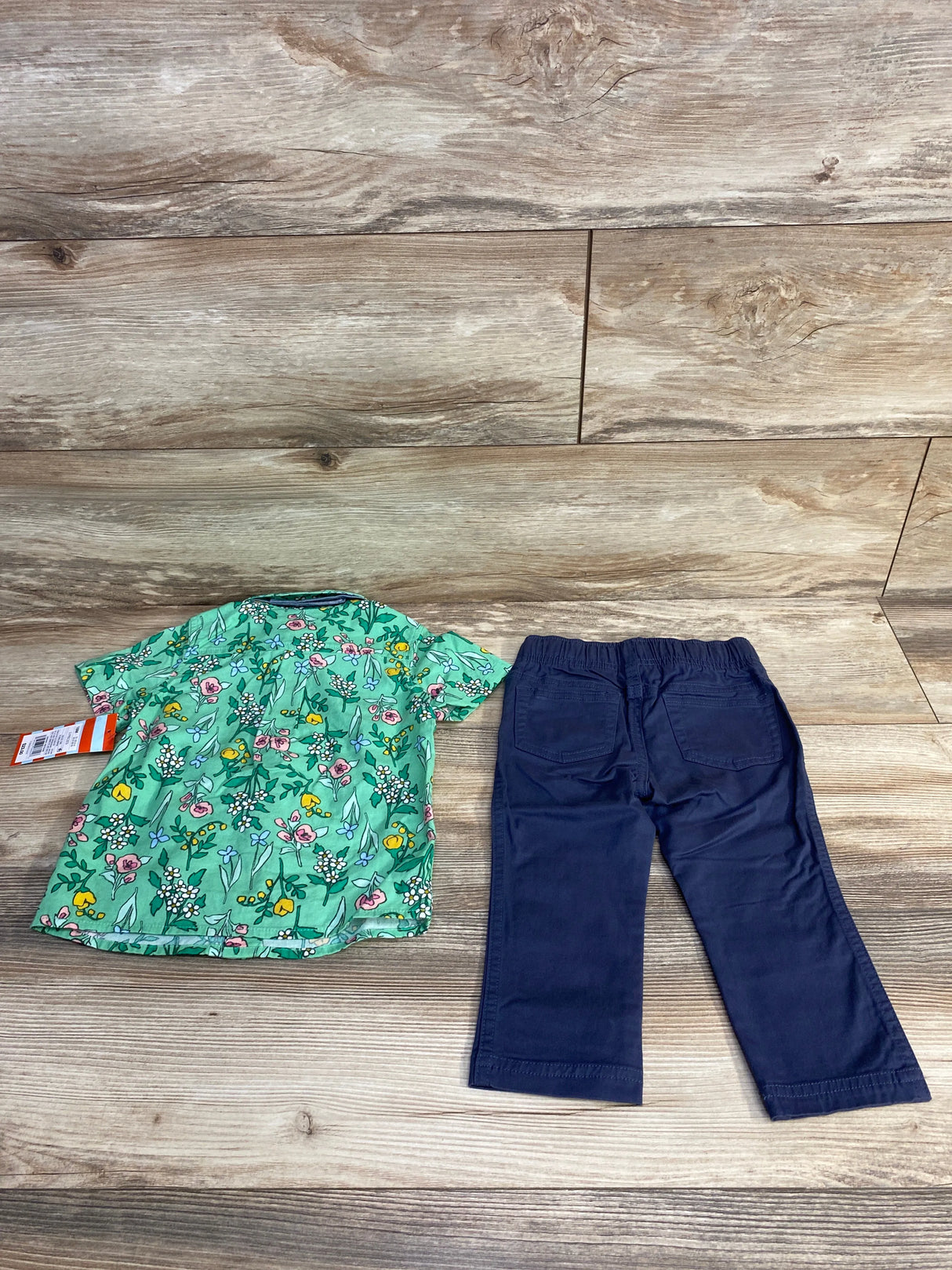 NEW Cat & Jack 3pc Floral Button-Up Set Green sz 18m - Me n Mommy To Be
