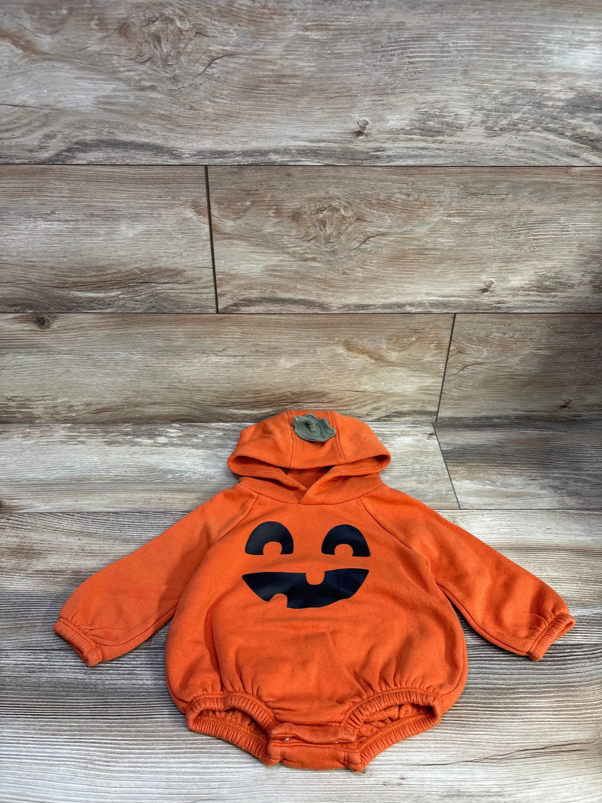Old Navy Jack-O-Lantern Hooded Critter Fleece Romper Orange sz 6-12m