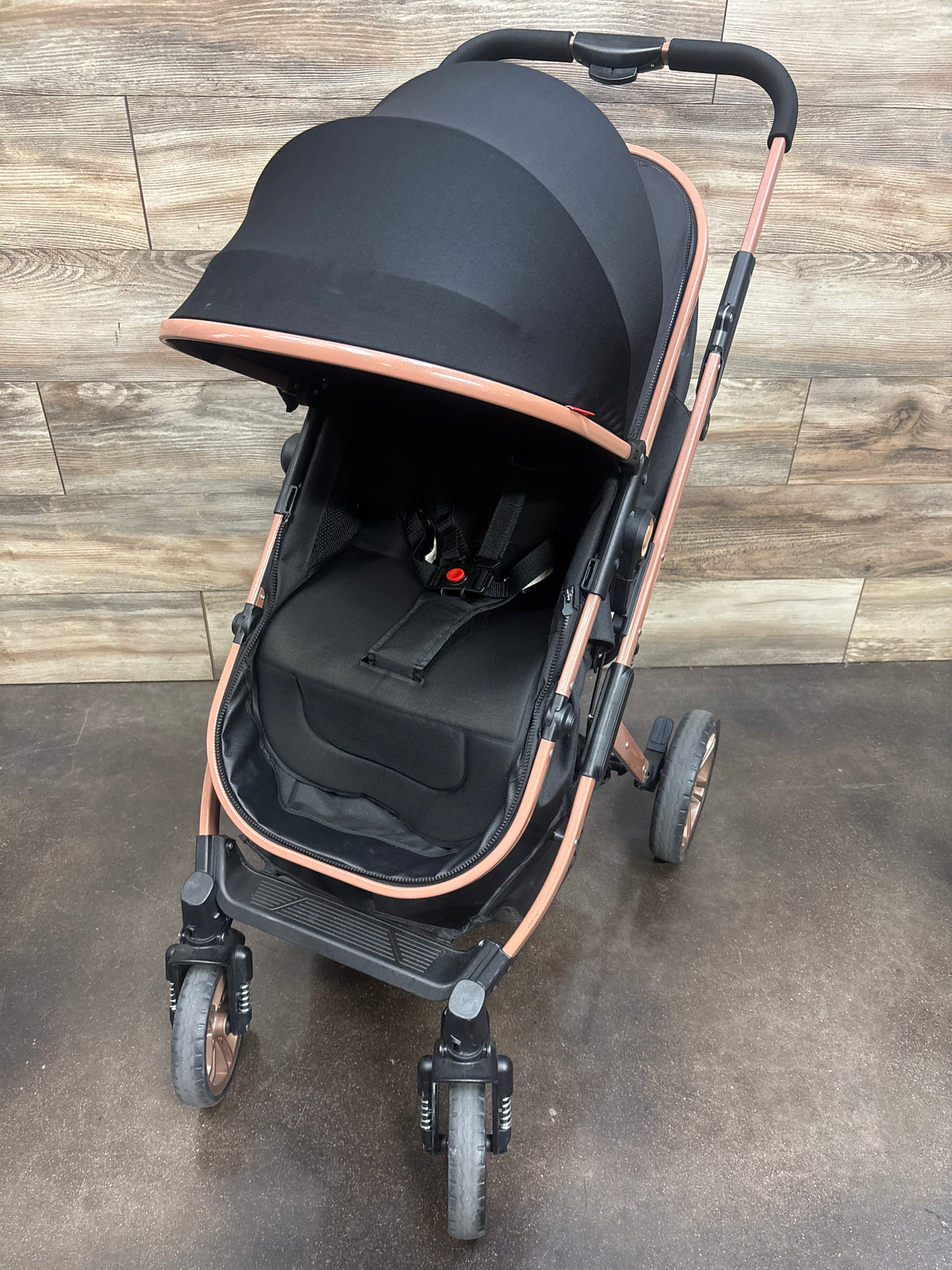 PEARLOVE 2-in-1 Foldable Stroller Pushchair with Adjustable Canopy - Black