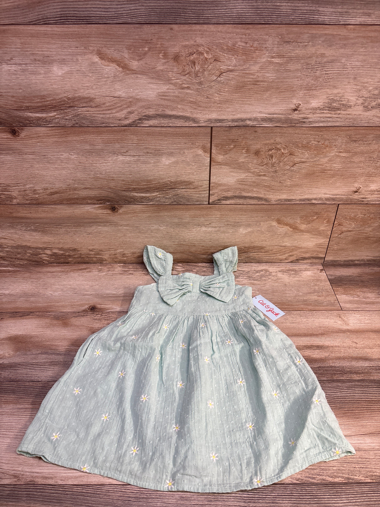 NEW Cat & Jack Floral Woven Dress Mint Green sz 5T