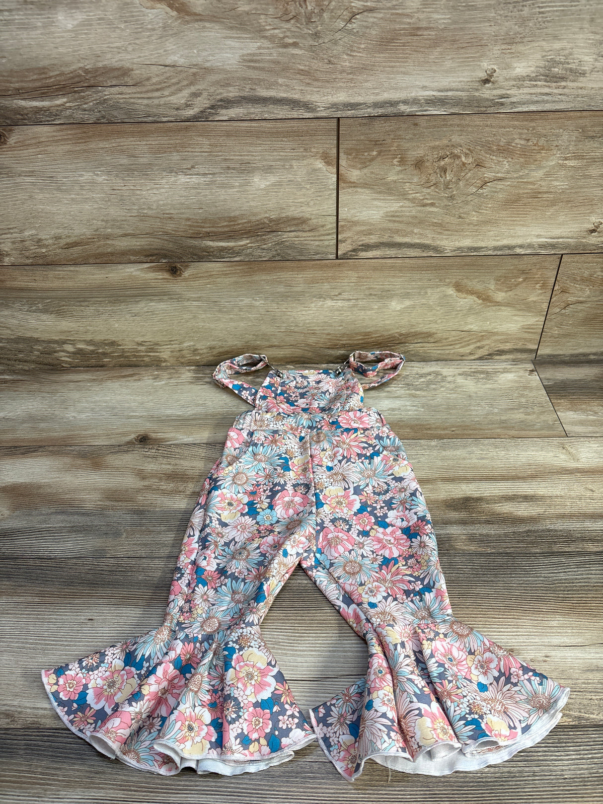Shein Floral Bell Bottom Overalls Pink sz 12-18m