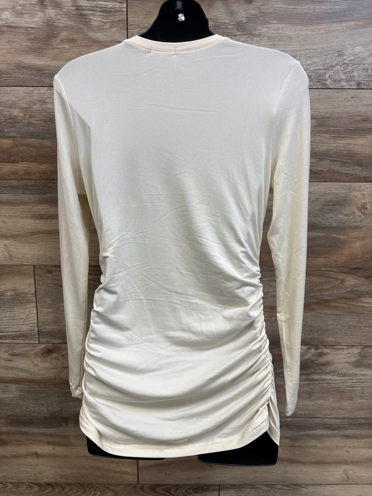 Ekouaer Ruched Long Sleeve Shirt Ivory sz Medium