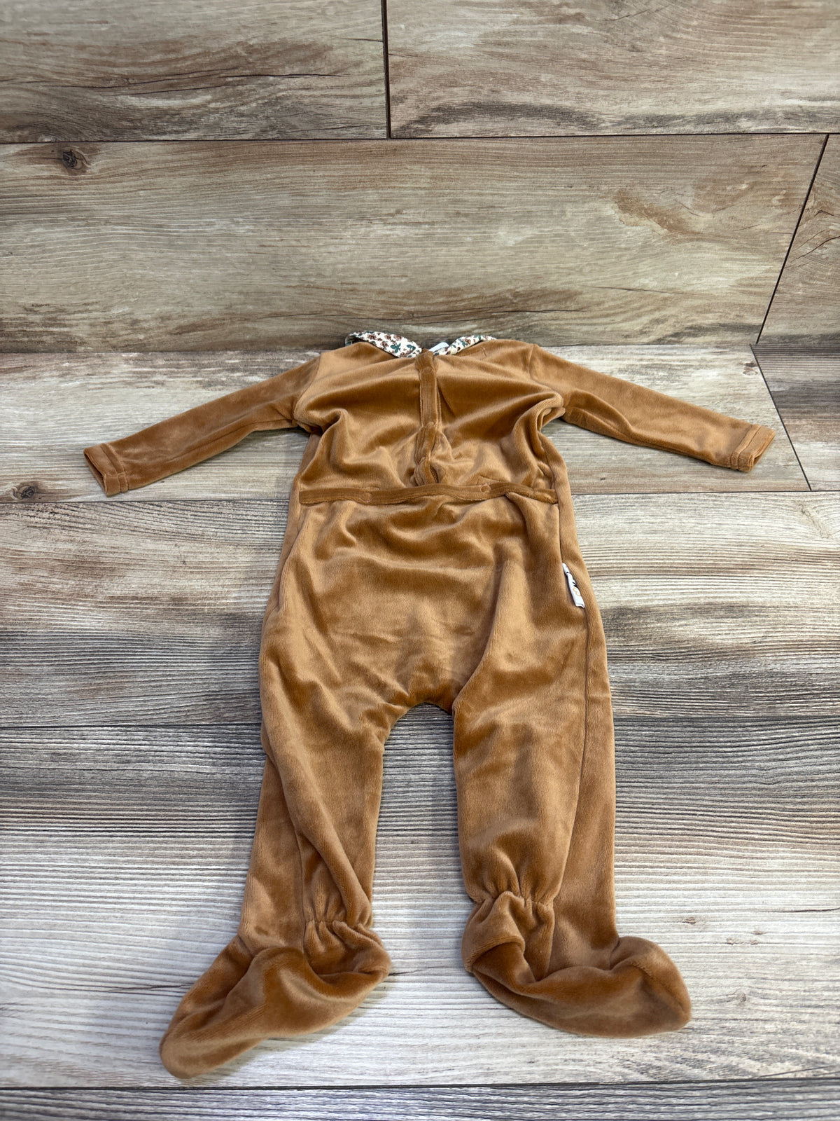 NEW Maniere Collared Velour Footed Coverall Brown sz 6m