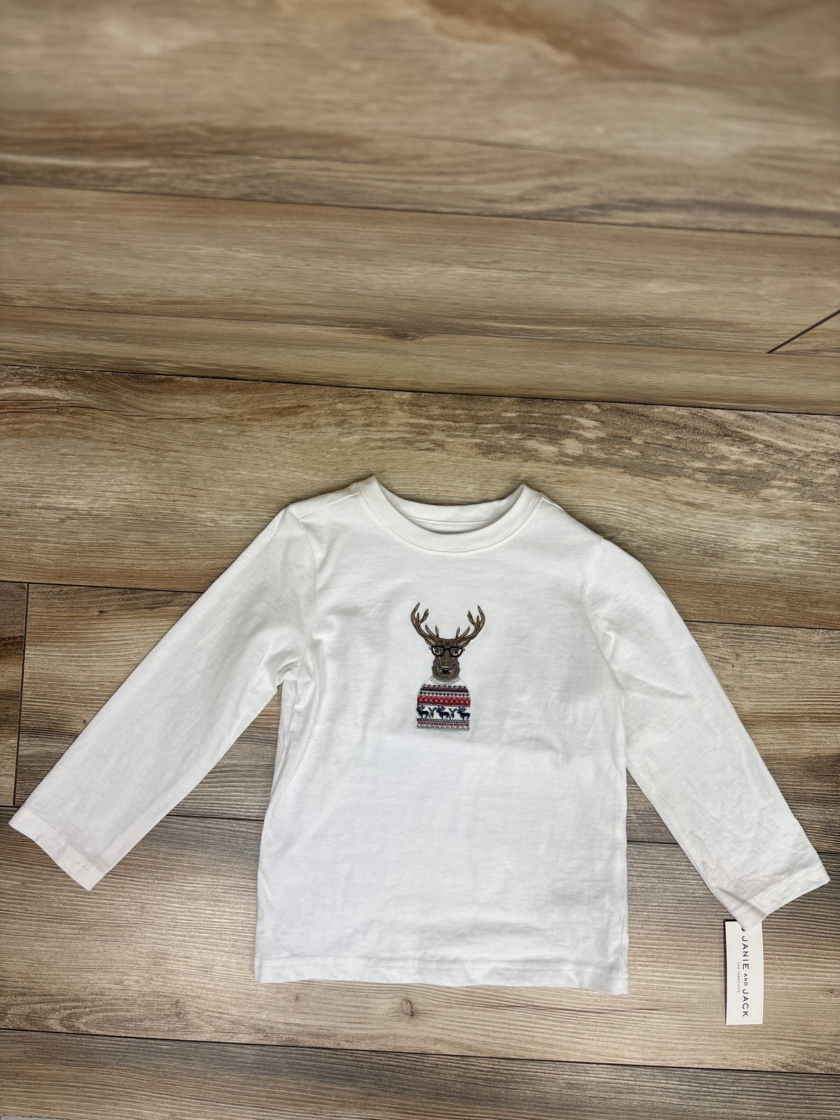 NEW Janie & Jack Long Sleeve Reindeer Shirt White sz 3T