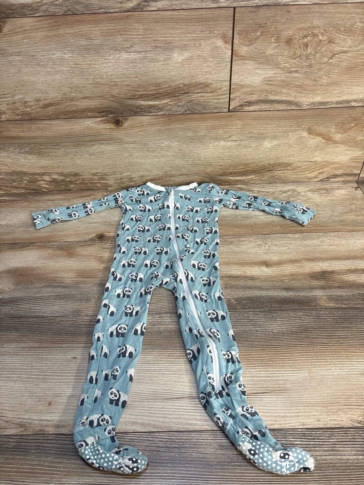 Kickee Pants Zippered Footie in Jade Panda sz 12-18m