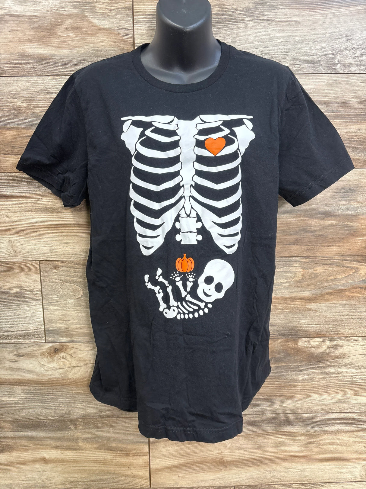 Bella + Canvas Maternity Halloween Skeleton Shirt Black sz Large