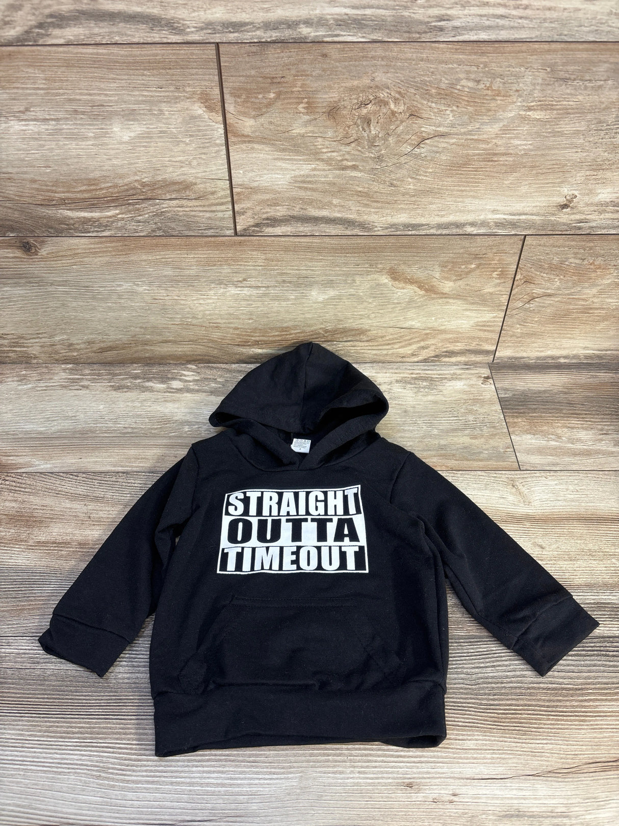 Straight Outta Timeout Pullover Hoodie Black sz 12m