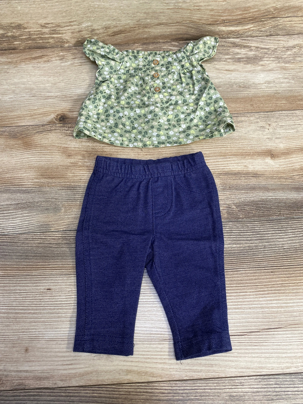 Carter's 2pc Floral Top & Leggings Green sz 3m - Me n Mommy To Be