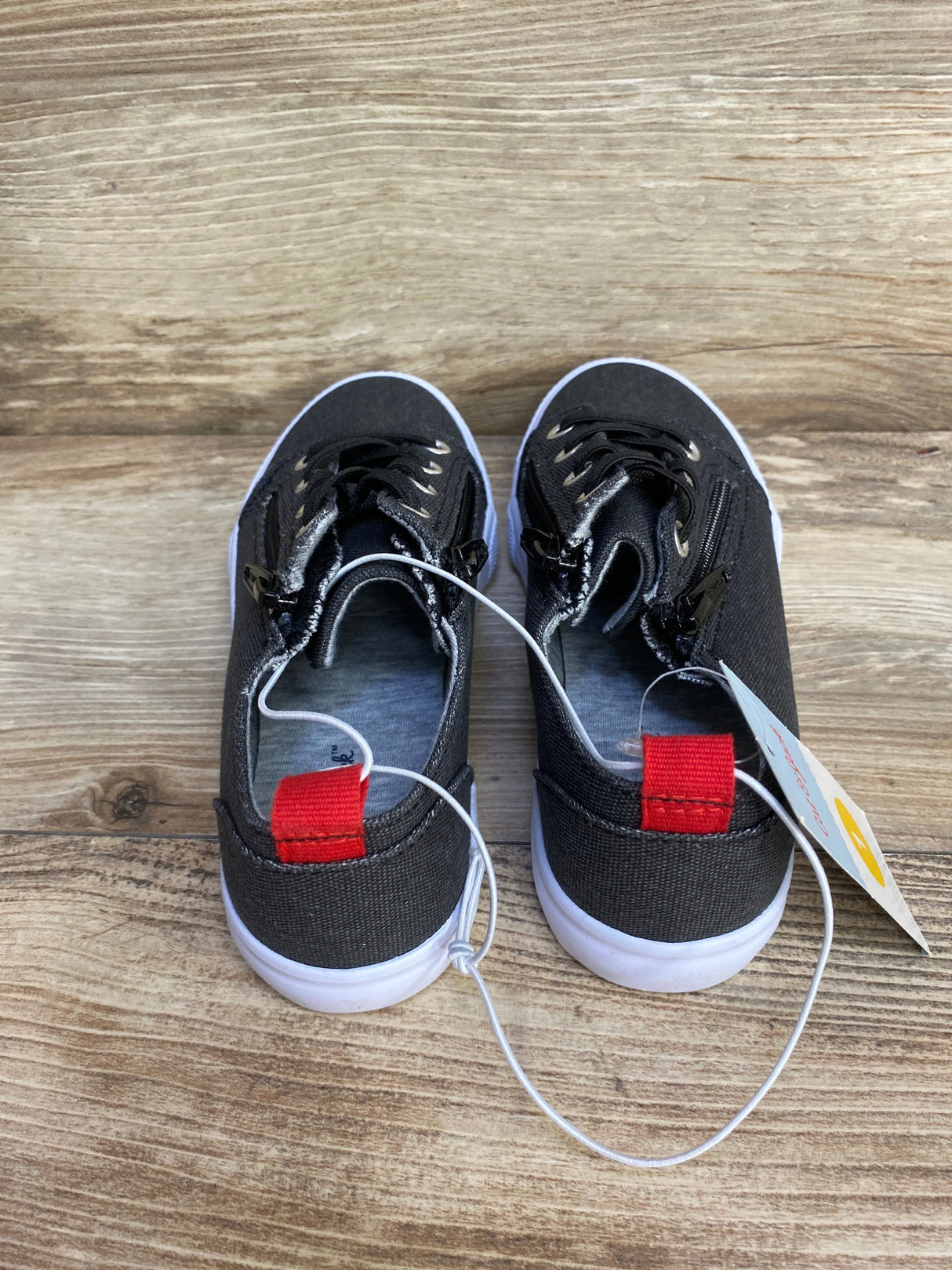 NEW Cat & Jack Lucian Double Zipper Sneakers Black sz 1Y - Me n Mommy To Be