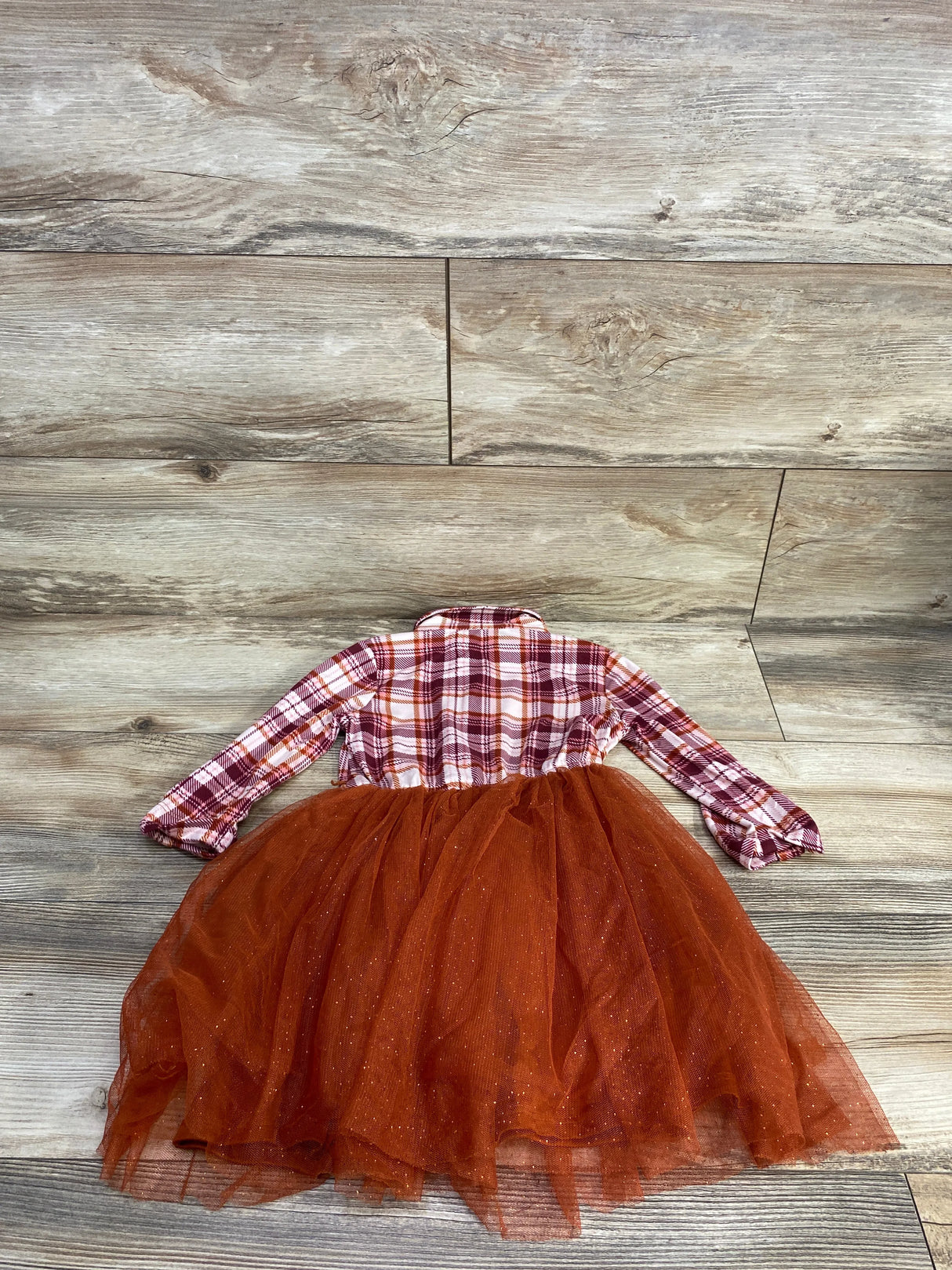 Lilt Plaid Button Up Tulle Dress Rust sz 4T