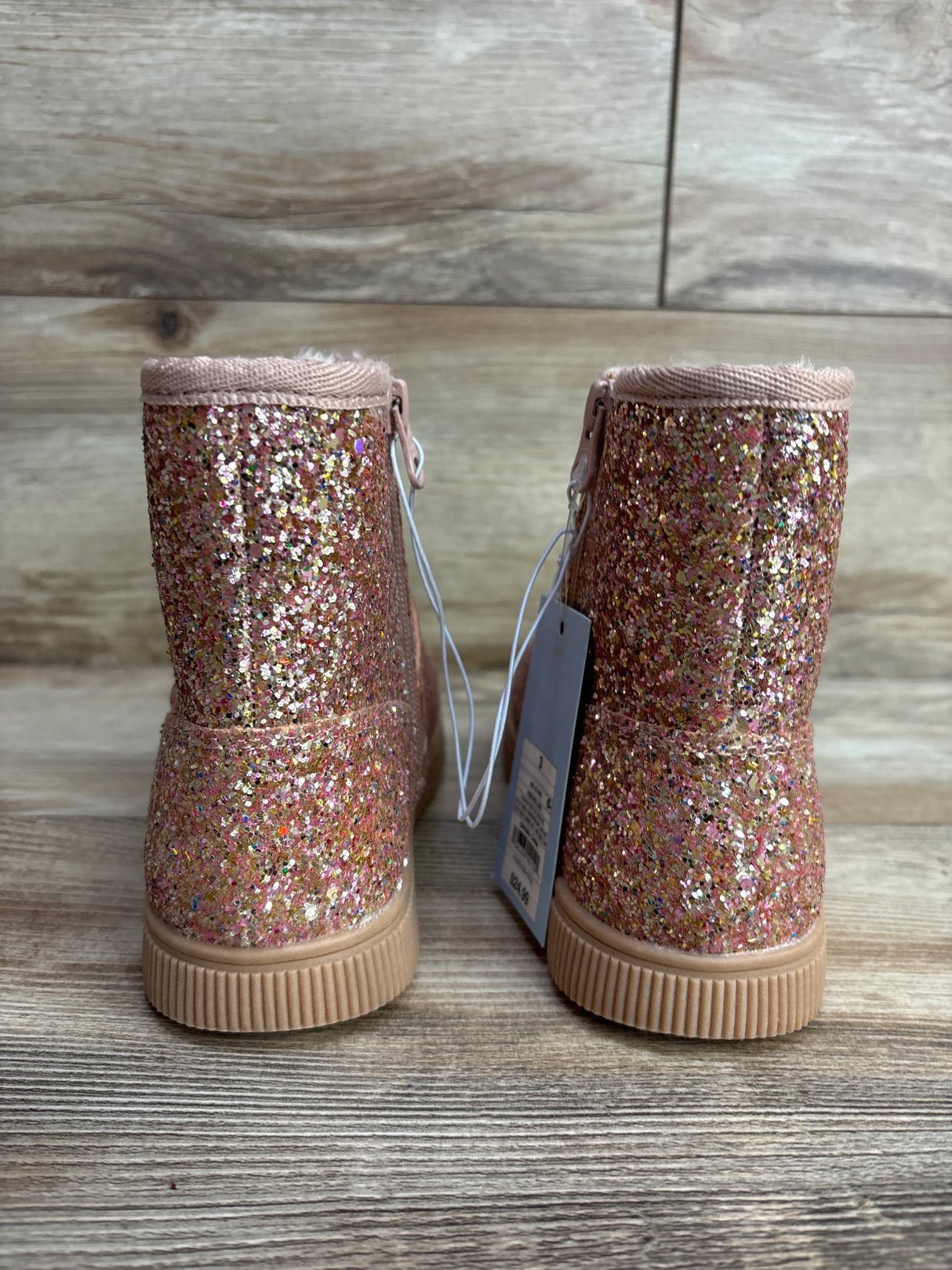 NEW Cat & Jack Holland Shearling Style Boots Rose Gold sz 3Y