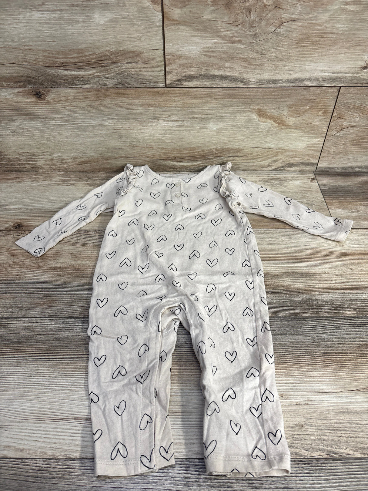 Old Navy Heart Print Coverall Tan sz 12-18m