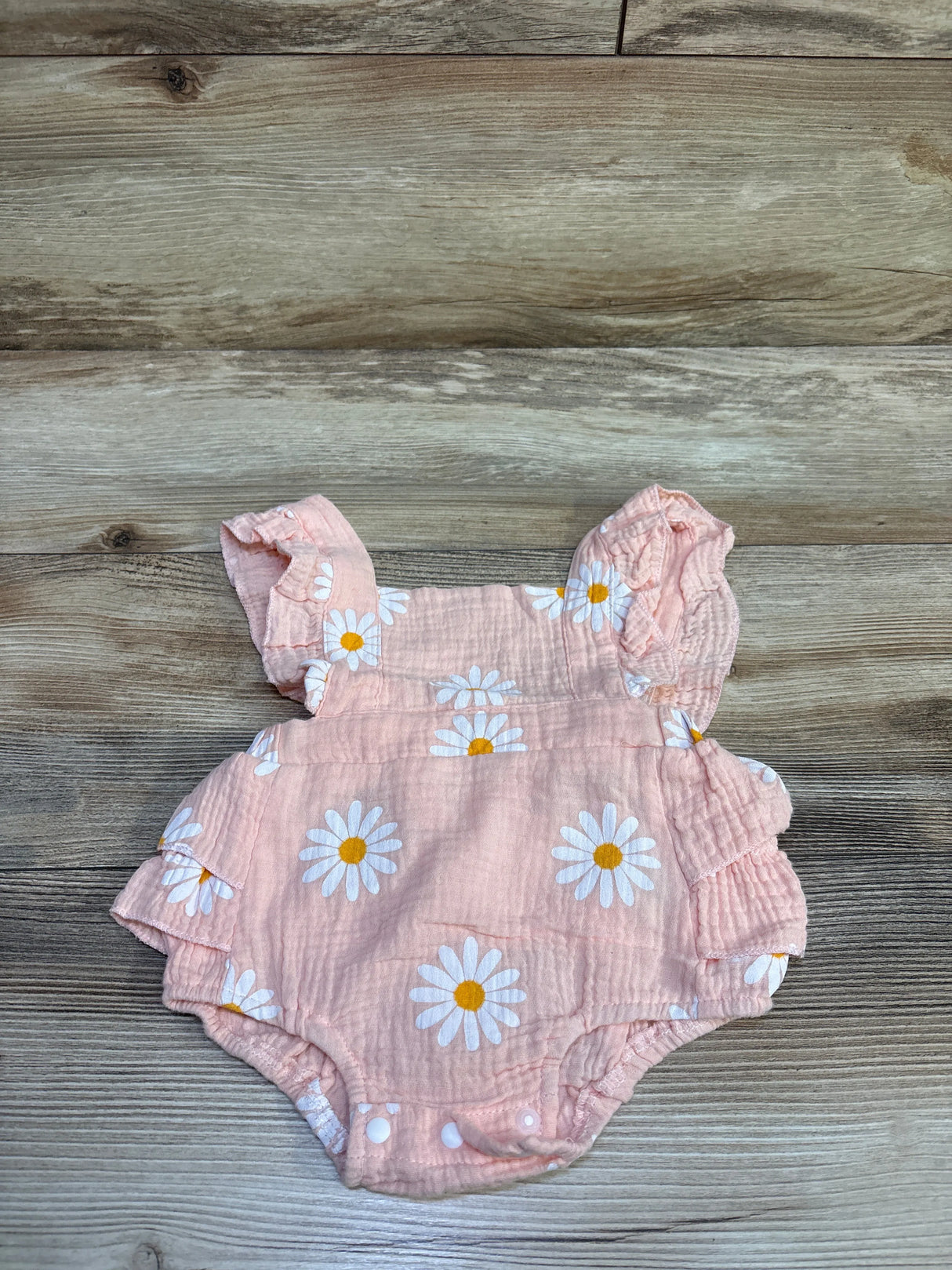Floral Gauze Ruffle Bubble Romper Pink sz 6-9m